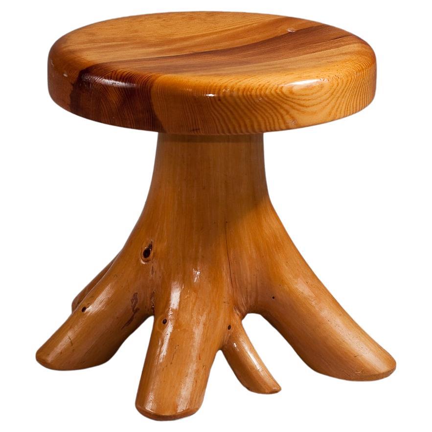 Finnish c. 1960's children's solid pine branch stool For Sale