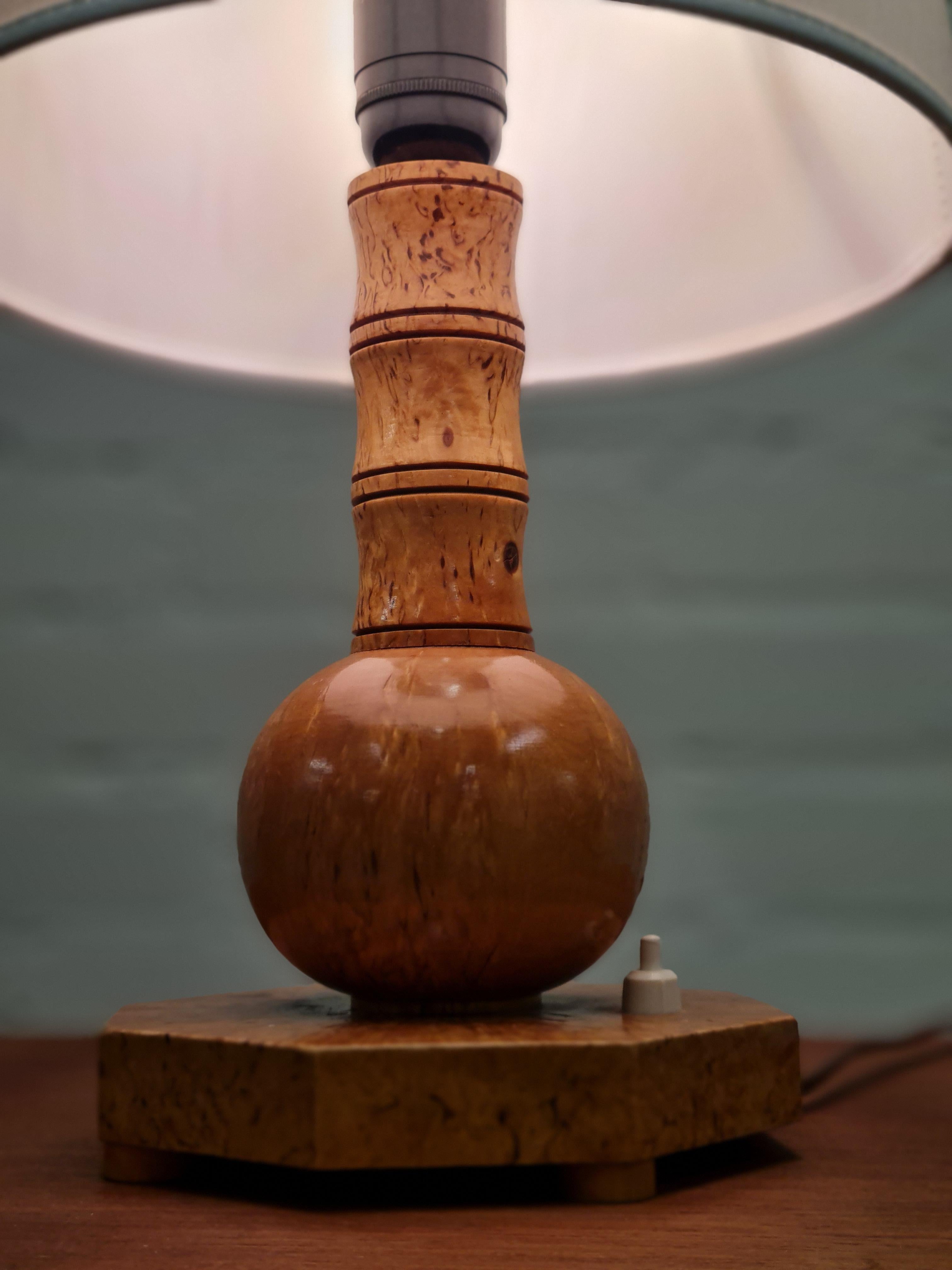 Art Deco Finnish Curly Silver Birch Burl Tablelamp 1940s For Sale