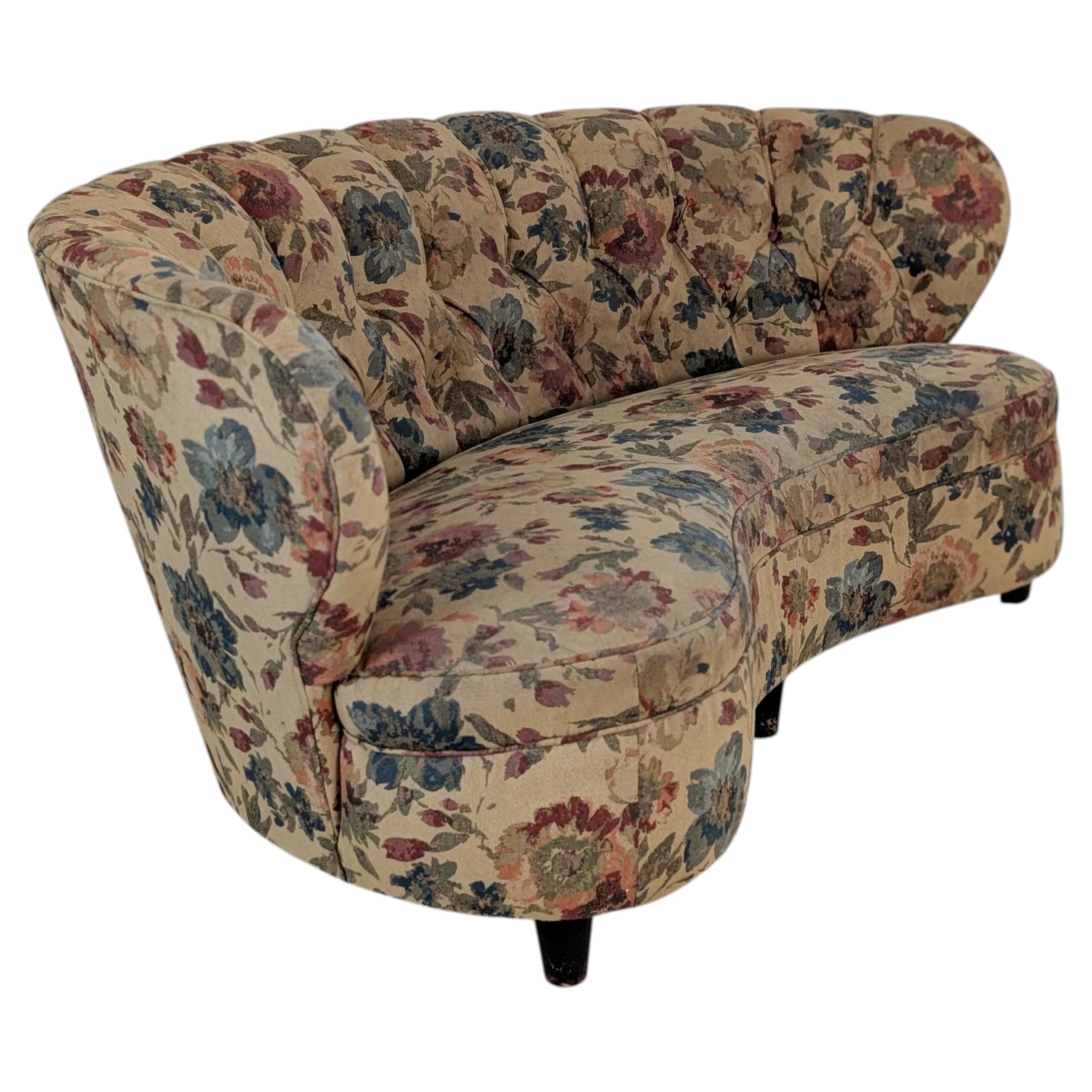 Finnish Design Curved Sofa Attributed to C. J. Boman, Circa 1940s For Sale
