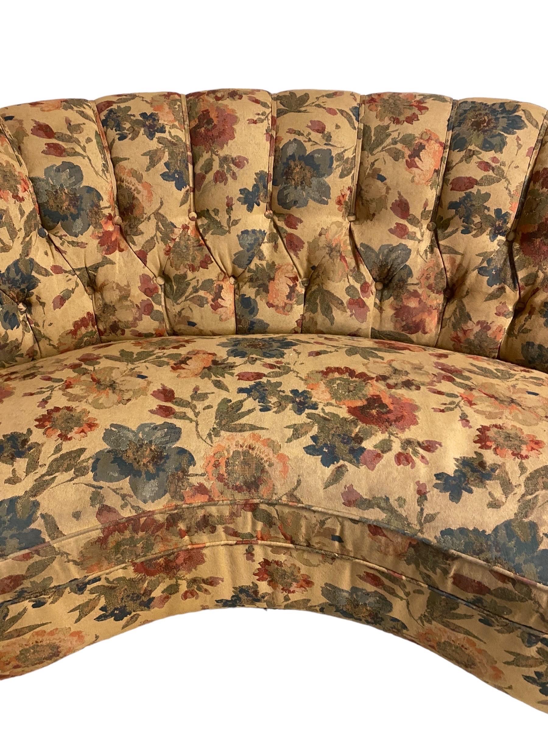 Fabric Finnish Design Curved Sofa Attributed to Paul Boman, Circa 1940s For Sale