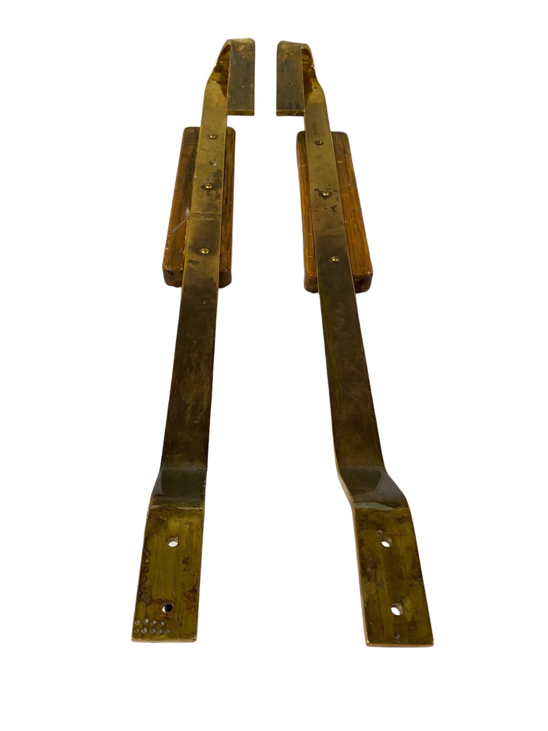 Mid-20th Century Finnish Mid-Century Design Door Handles in Brass & Wood, 1950s
