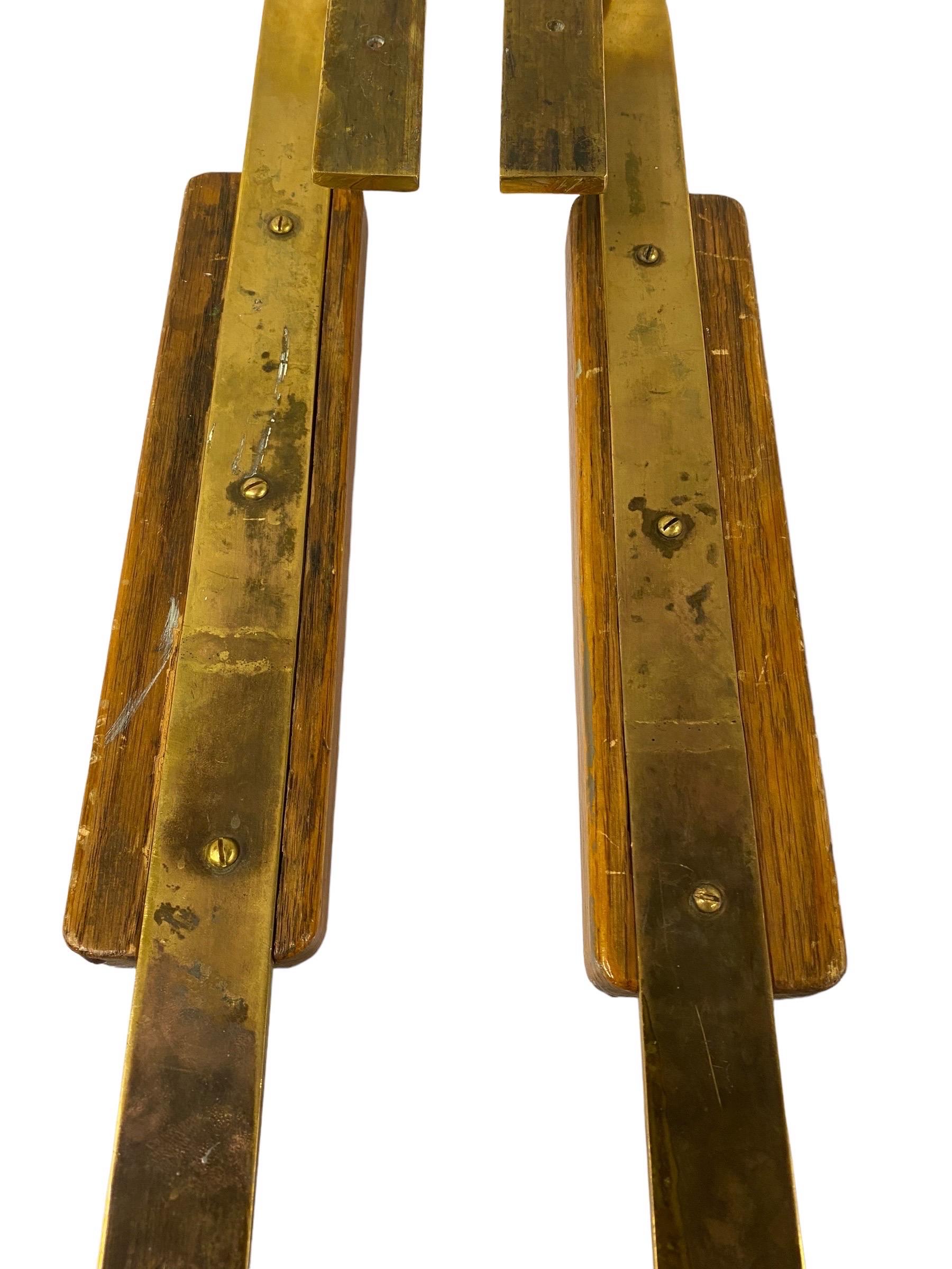 Finnish Mid-Century Design Door Handles in Brass & Wood, 1950s 2
