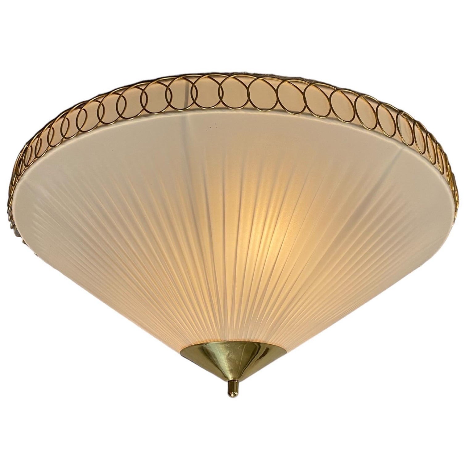 Finnish Design Flush Mount Model 1241 in Brass & Synthetic Textile, Valinte 1950
