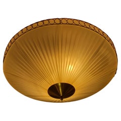 Finnish Design Flush Mount Model 1241 in Brass & Synthetic Textile, Valinte 1950