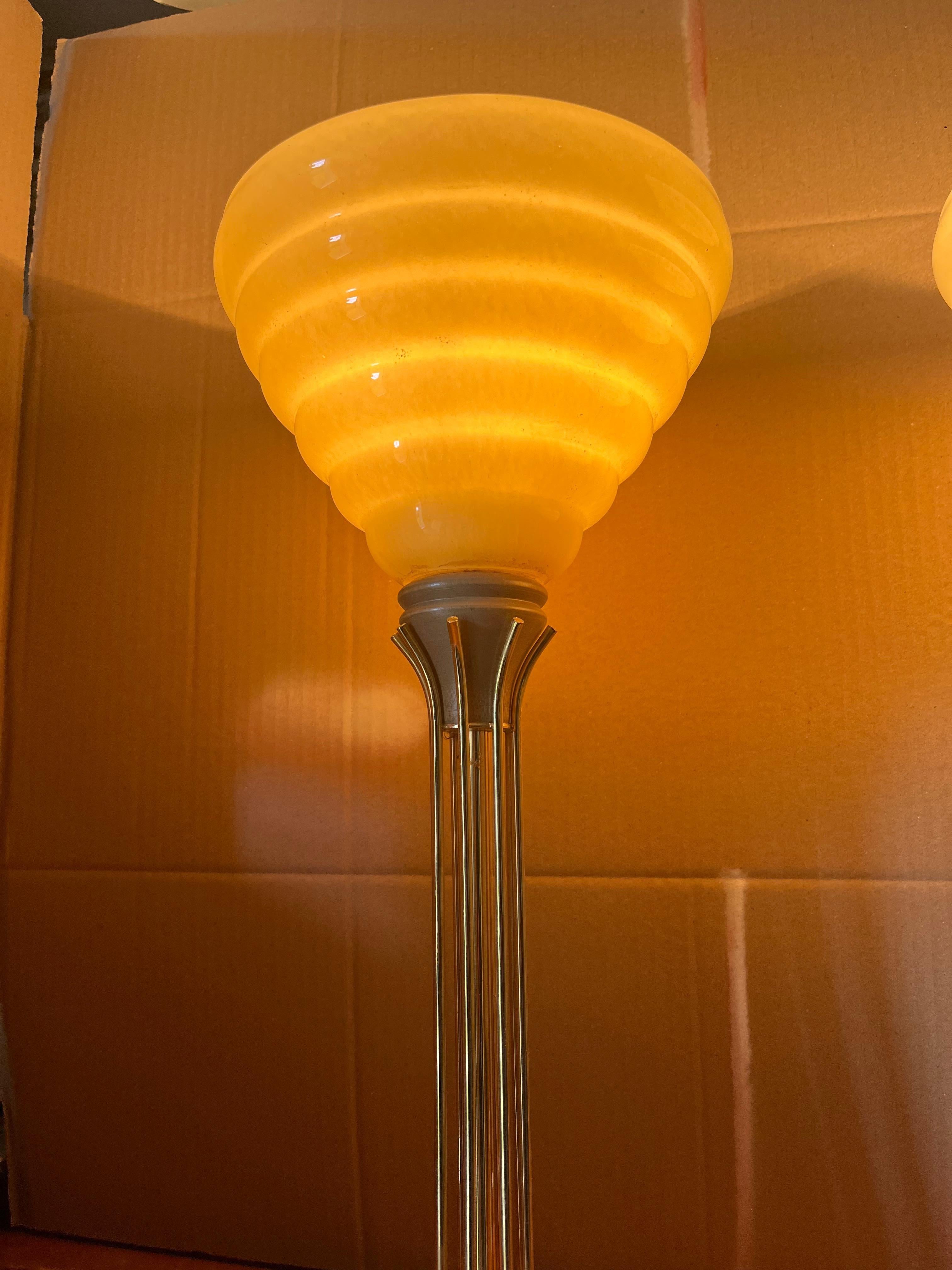 Finnish design table lamps pair, Tynell glass. In Excellent Condition For Sale In Hyvinkää, FI