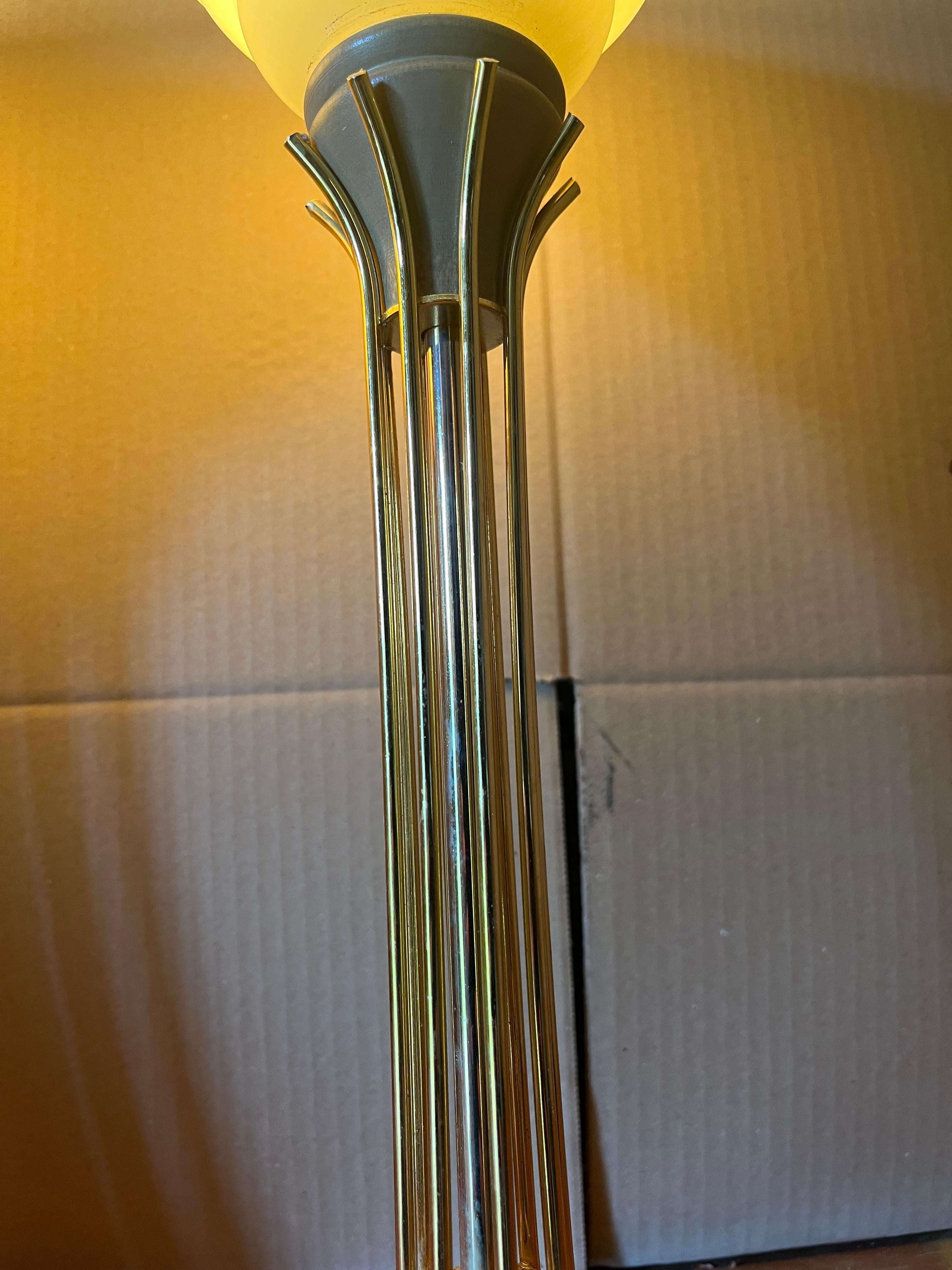 Brass Finnish design table lamps pair, Tynell glass. For Sale