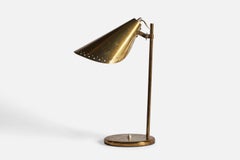 Finnish Designer, Adjustable Table Lamp, Brass, Finland 1940s