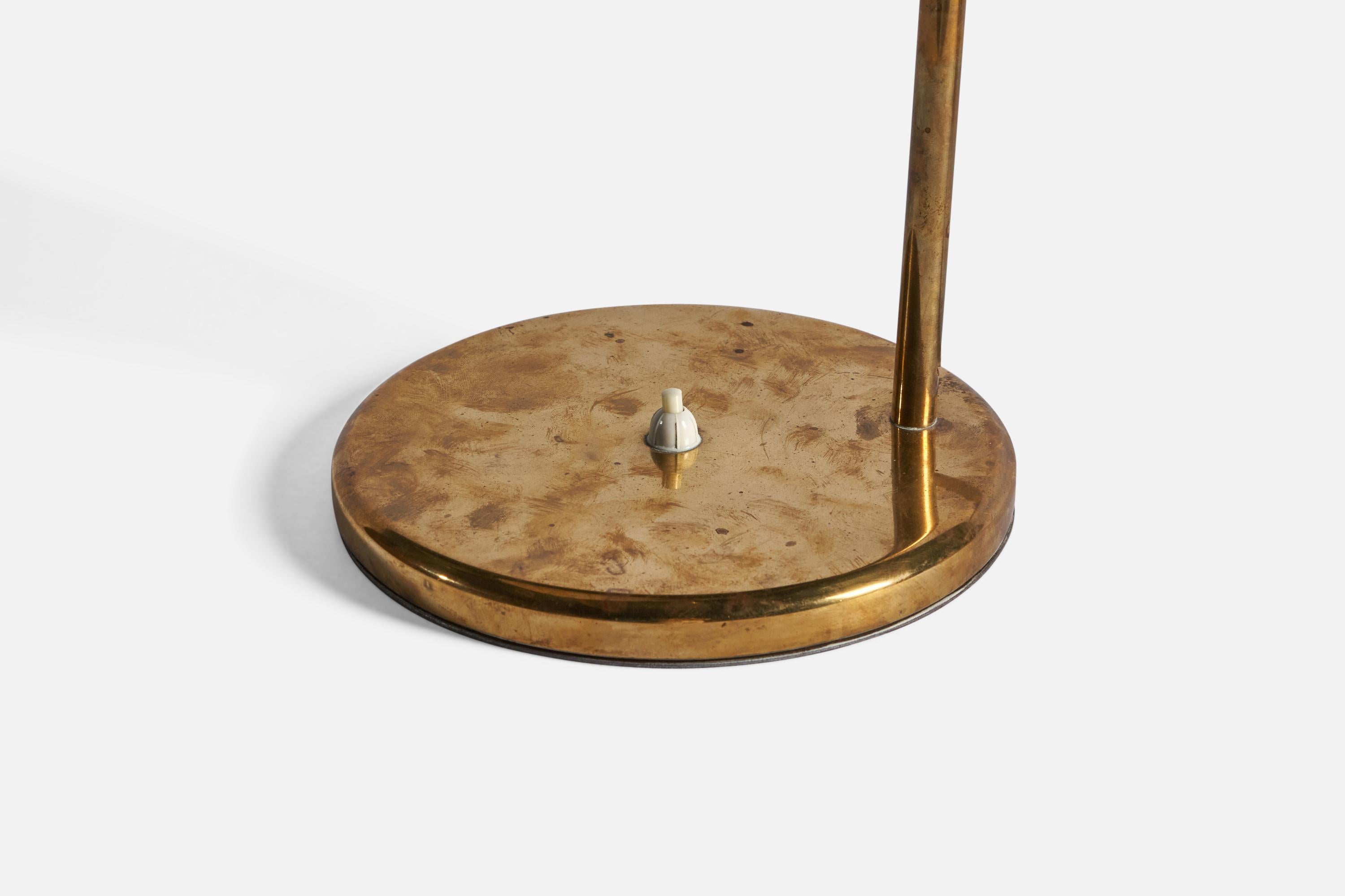 Mid-20th Century Finnish Designer, Adjustable Table Lamp, Brass, Finland 1940s For Sale