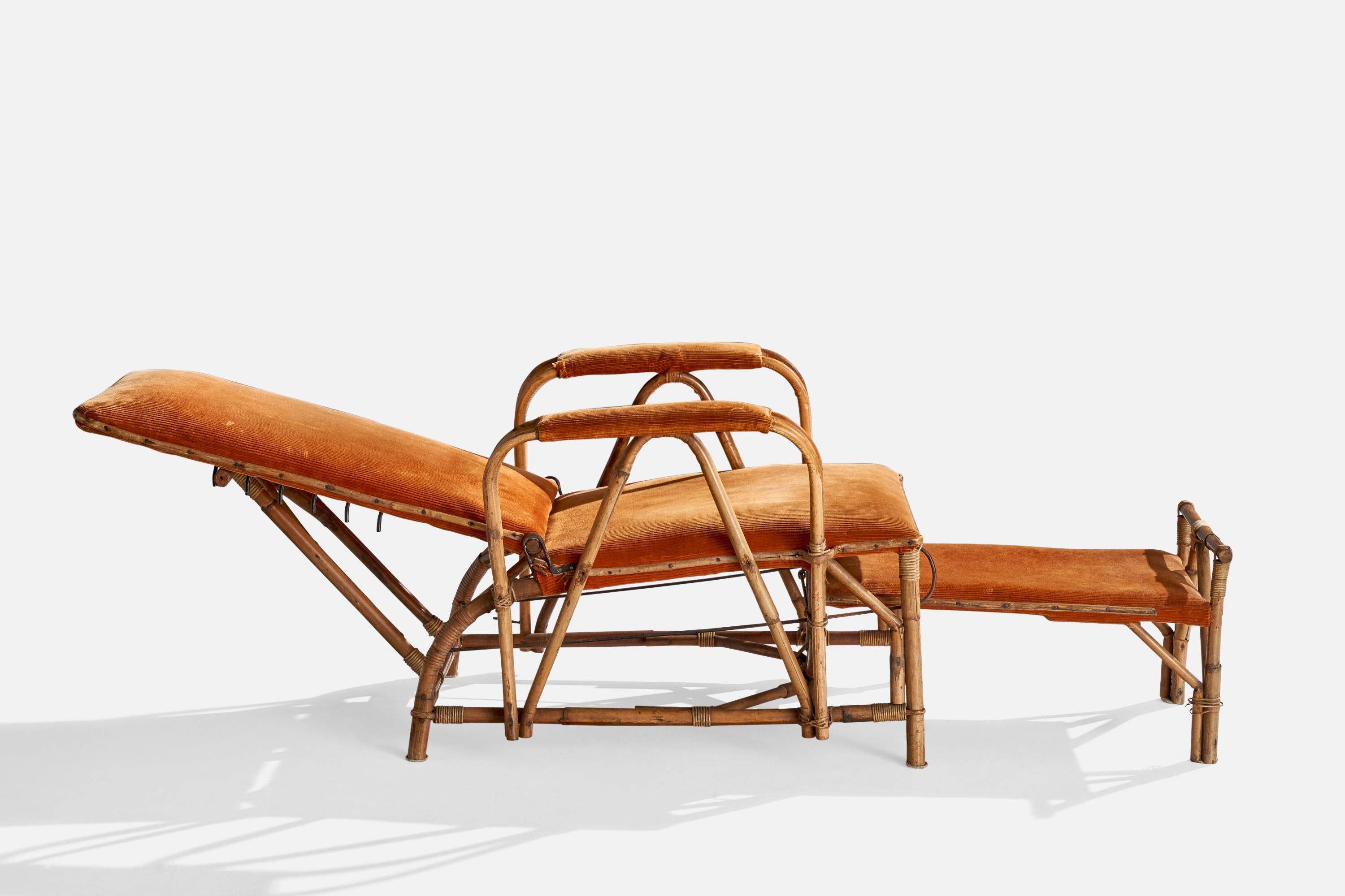 Designer finlandese, Chaise Longue, Bambù, Rattan, Tessuto, Finlandia, anni '30 in vendita 5