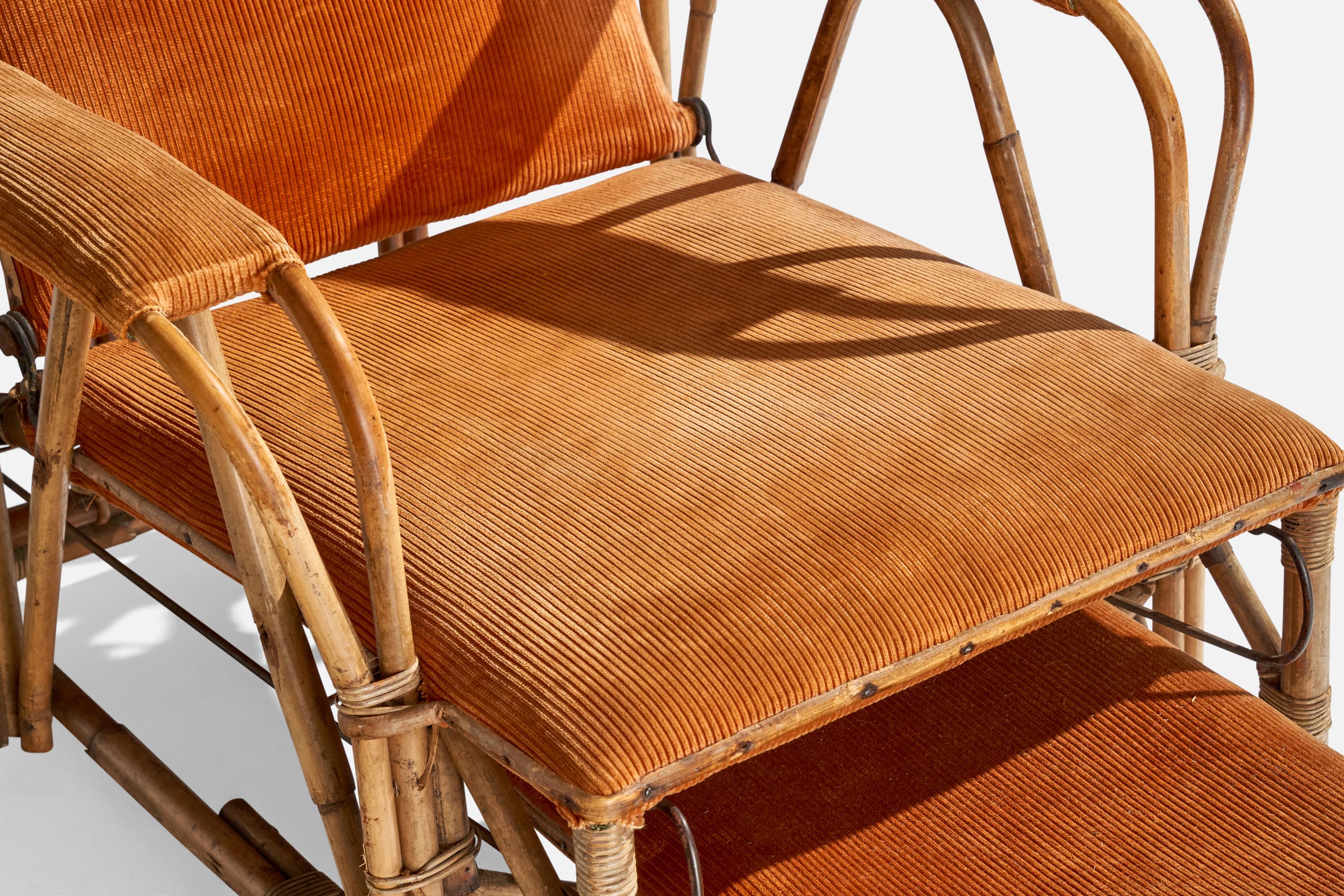 Finlandese Designer finlandese, Chaise Longue, Bambù, Rattan, Tessuto, Finlandia, anni '30 in vendita