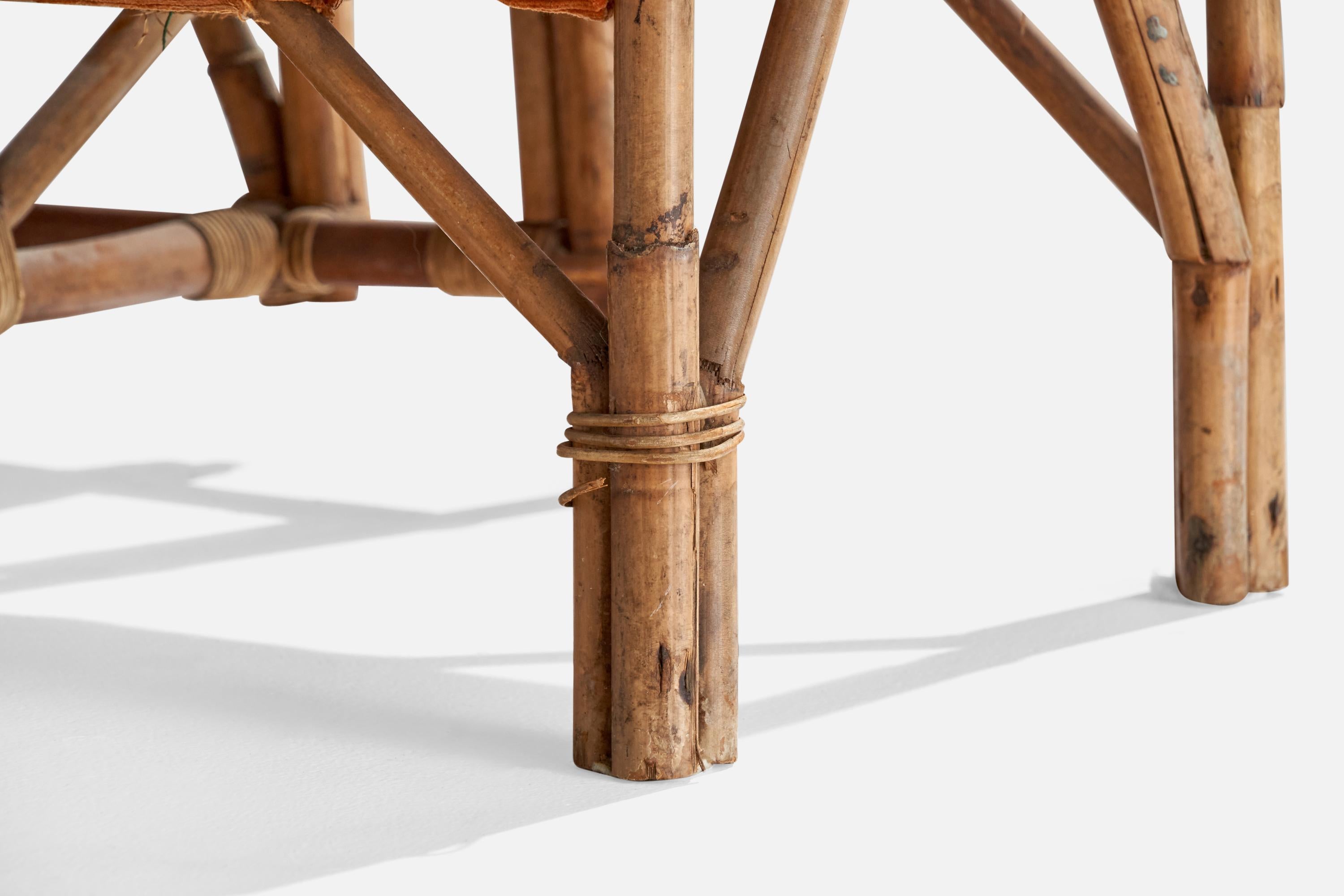 Metallo Designer finlandese, Chaise Longue, Bambù, Rattan, Tessuto, Finlandia, anni '30 in vendita