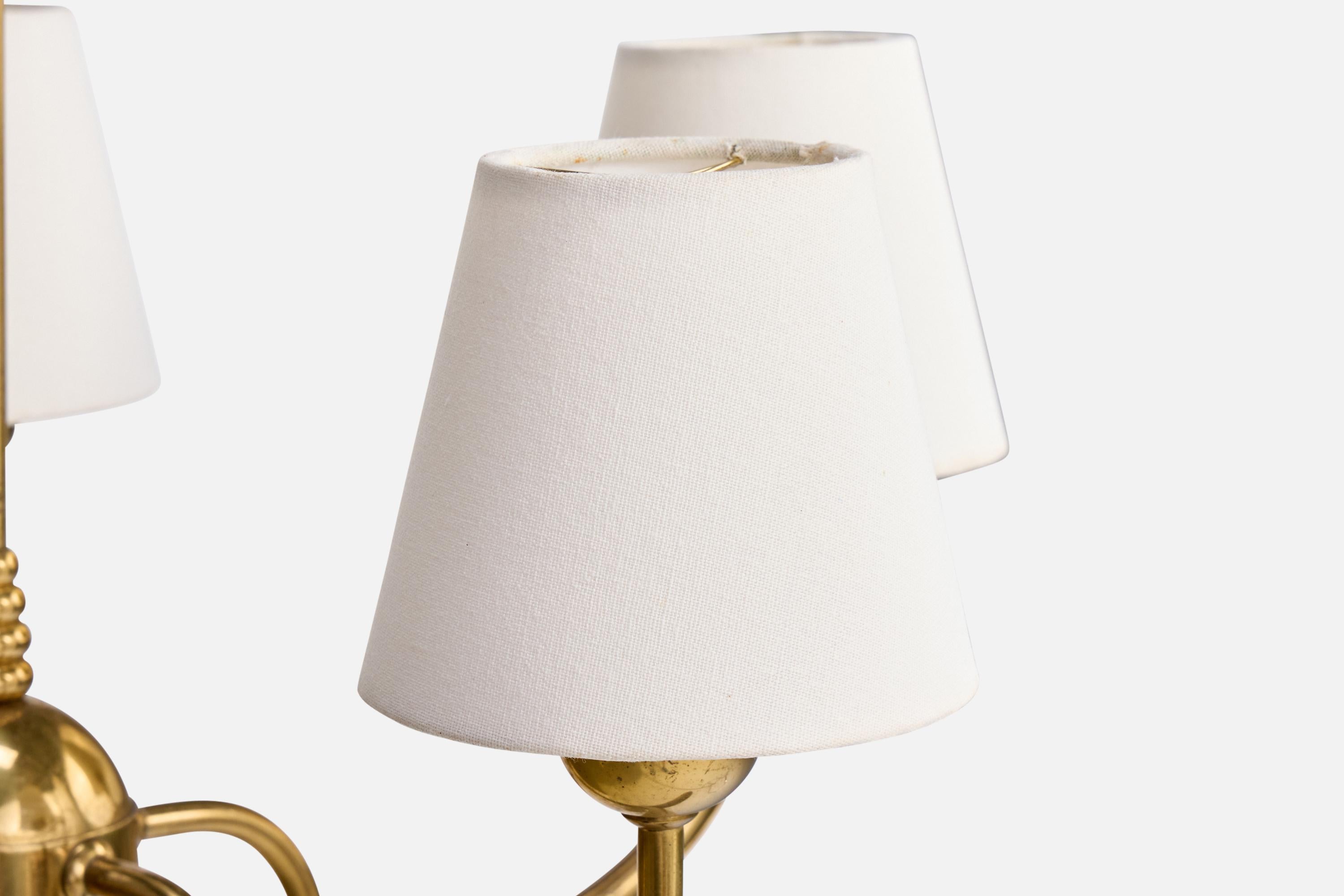 Finnish Designer, Chandelier, Brass, Fabric, Finland, 1950s For Sale 3