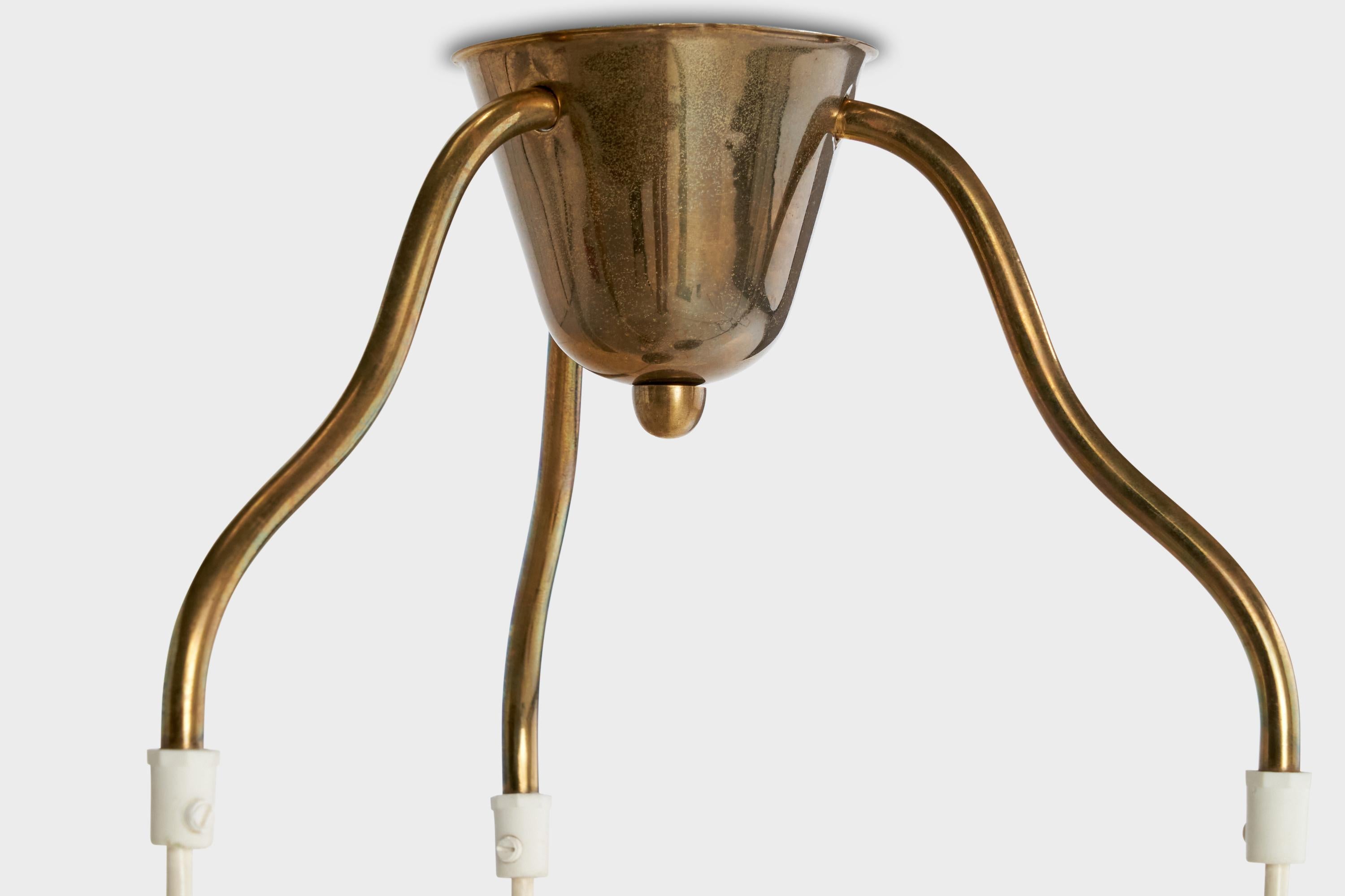 Designer finlandese, Lampadario, Ottone, Finlandia, anni '50 in vendita 4