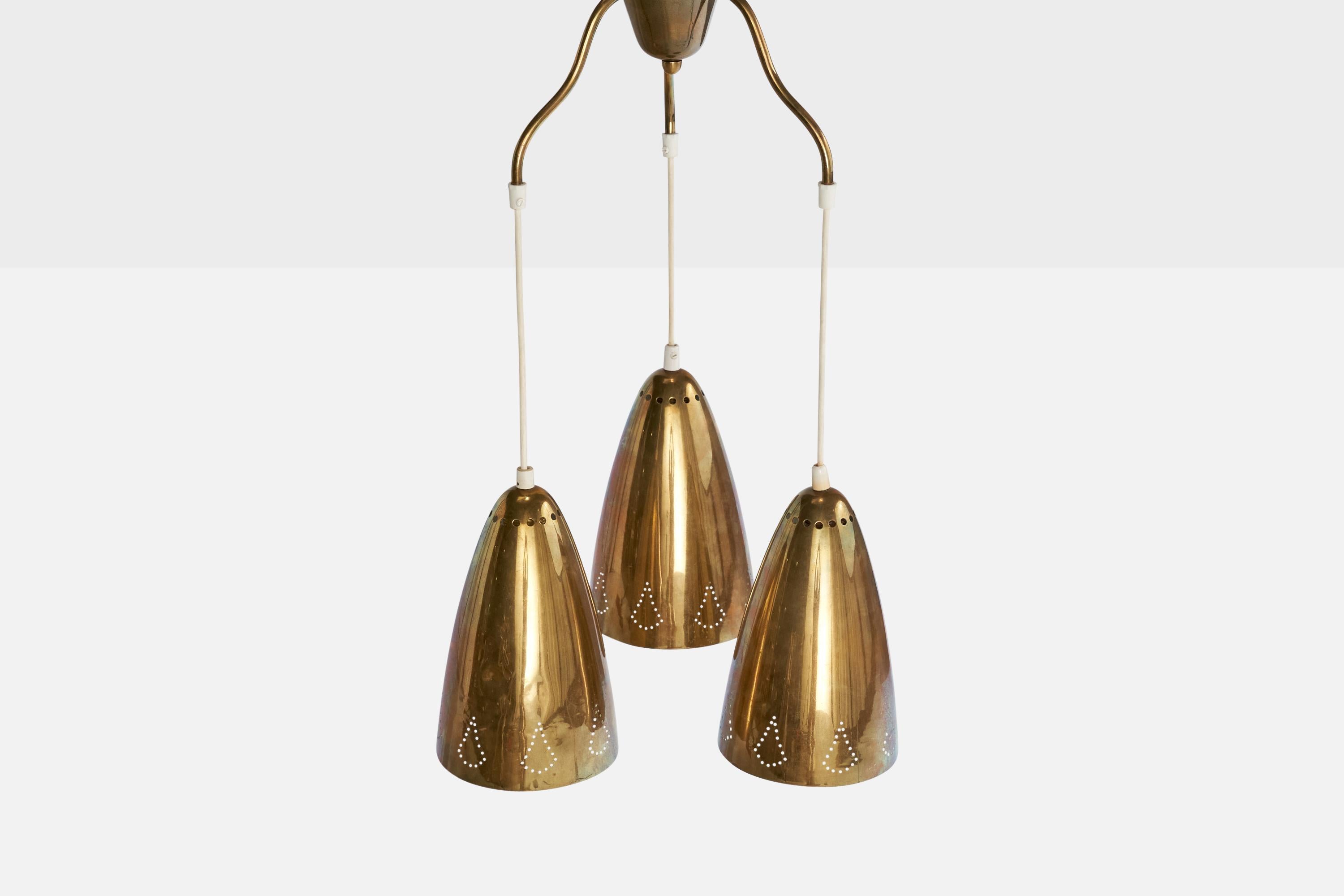 Finlandese Designer finlandese, Lampadario, Ottone, Finlandia, anni '50 in vendita
