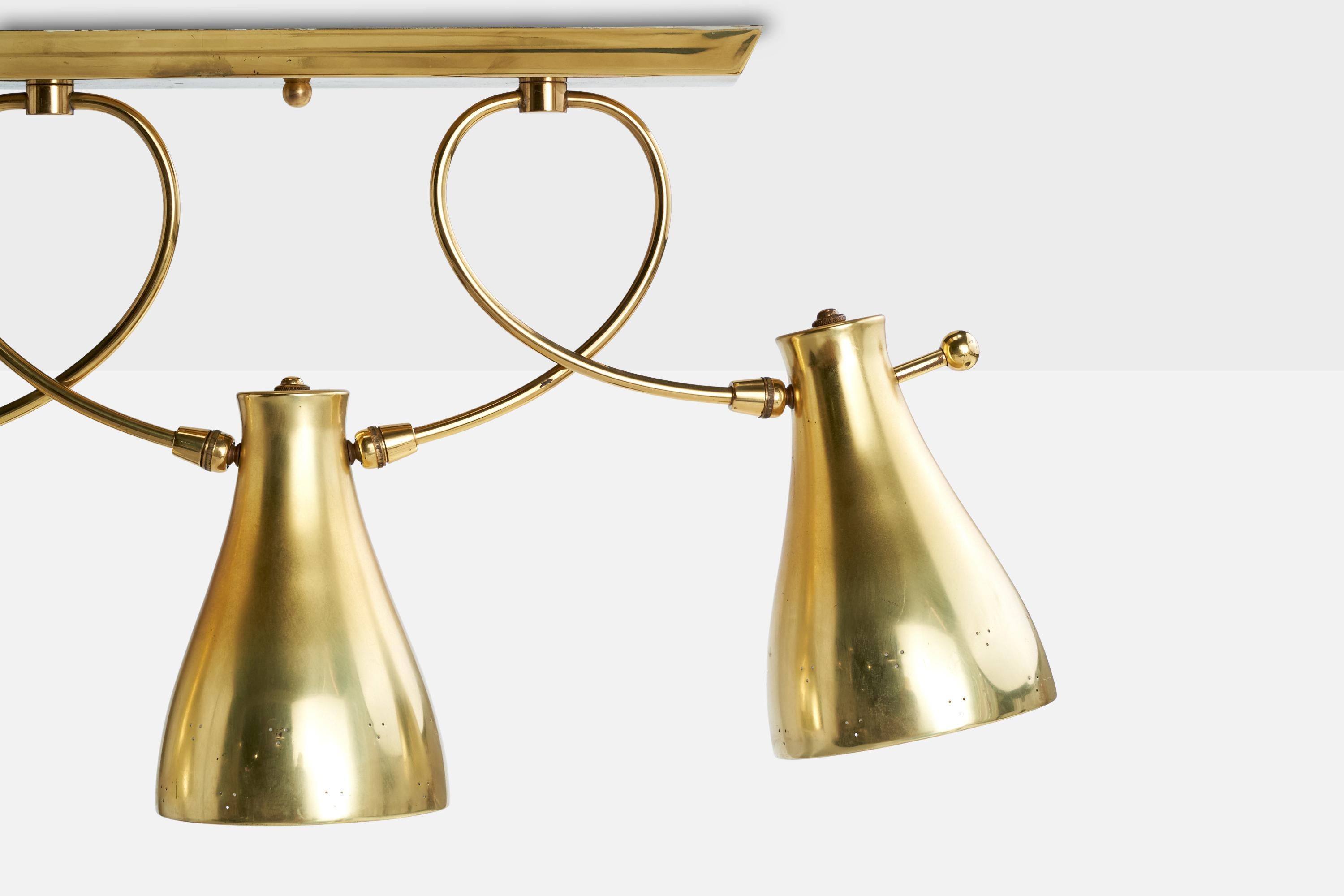Designer finlandese, Lampadario, Ottone, Finlandia, anni '50 In condizioni buone in vendita a High Point, NC