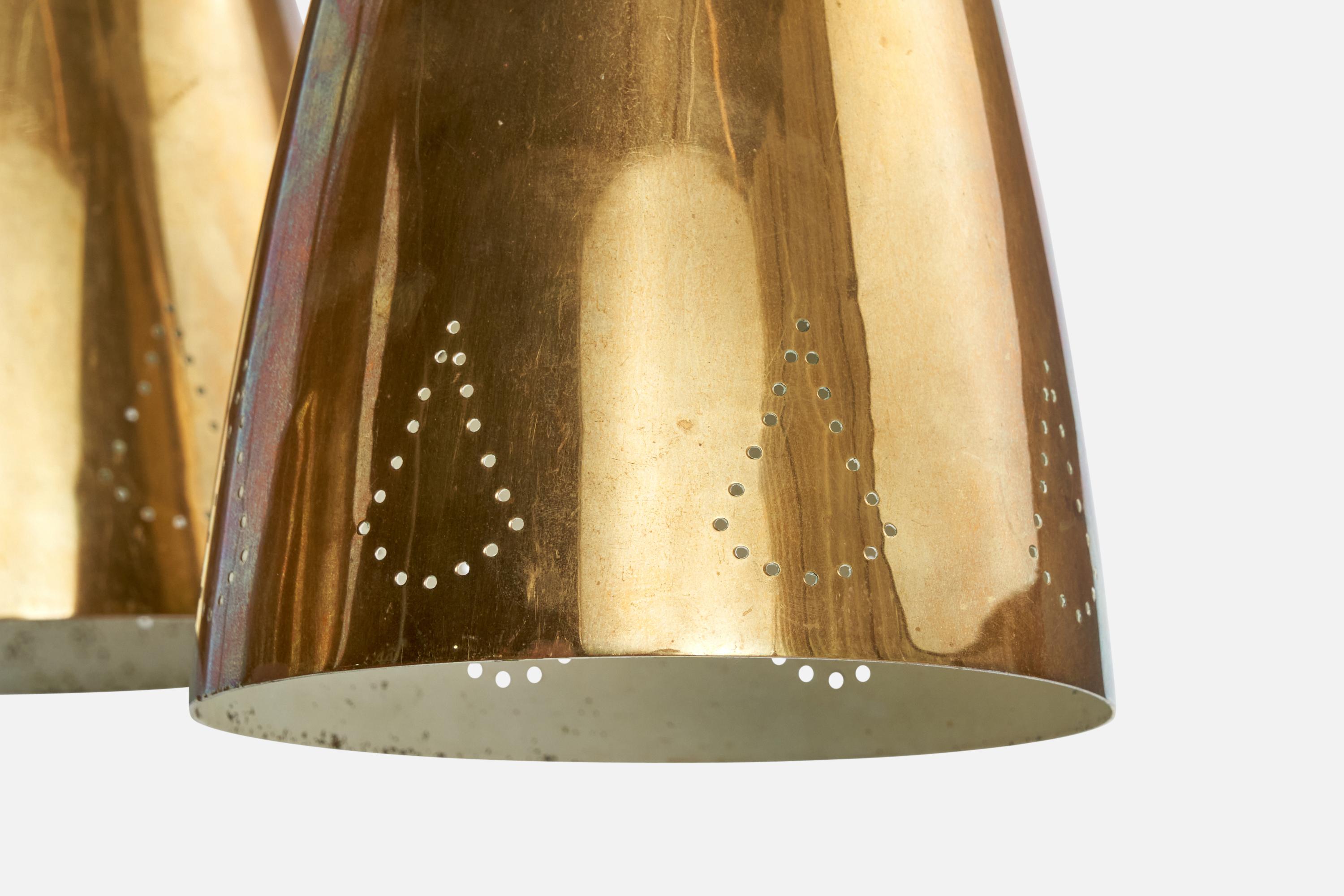 Designer finlandese, Lampadario, Ottone, Finlandia, anni '50 in vendita 1