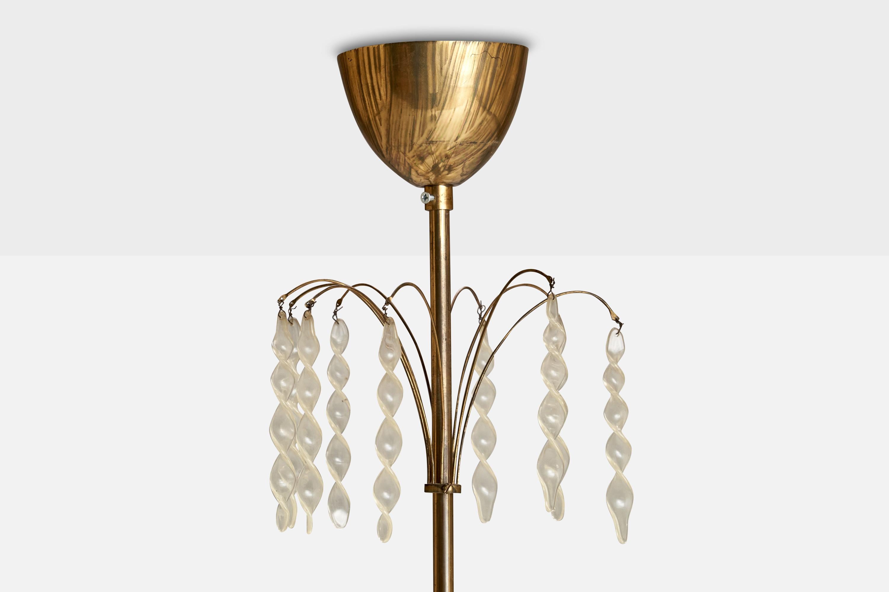 Designer finlandese, lampadario, ottone, vetro, acrilico, Finlandia, anni '40 in vendita 3