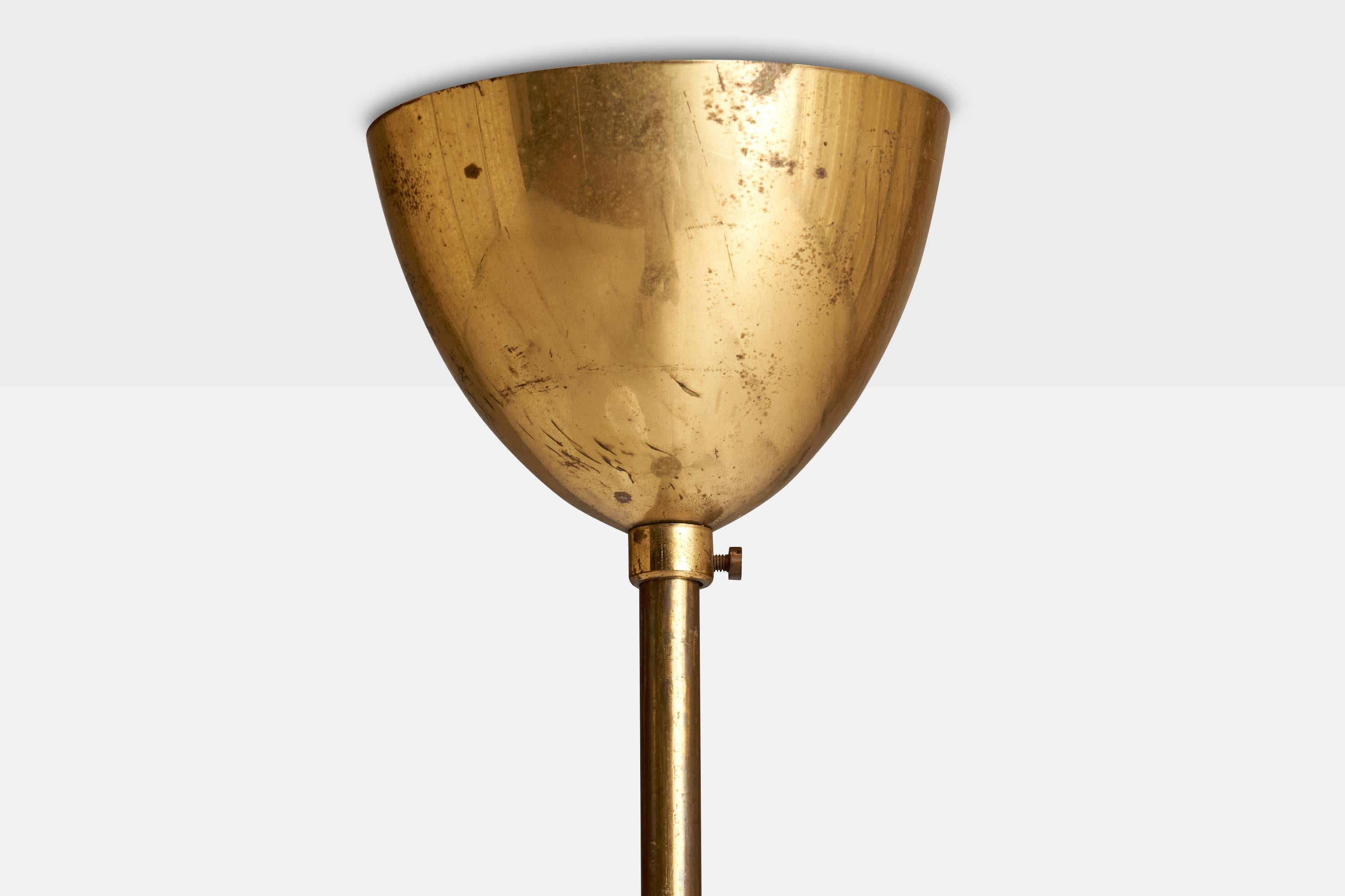 Finnish Designer, Chandelier, Brass, Glass, Finland, 1940s For Sale 5