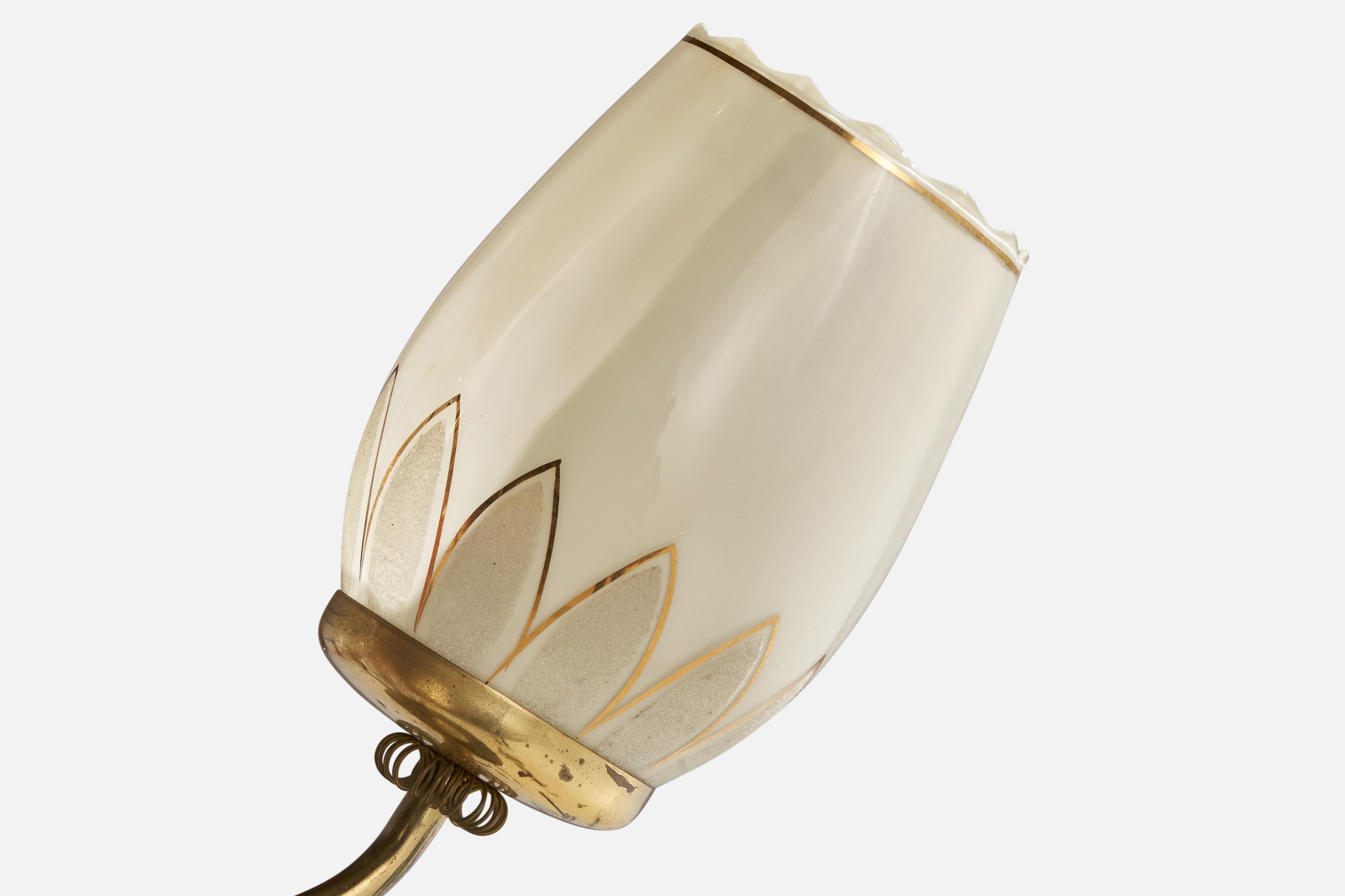 Finnish Designer, Chandelier, Brass, Glass, Finland, 1940s For Sale 1