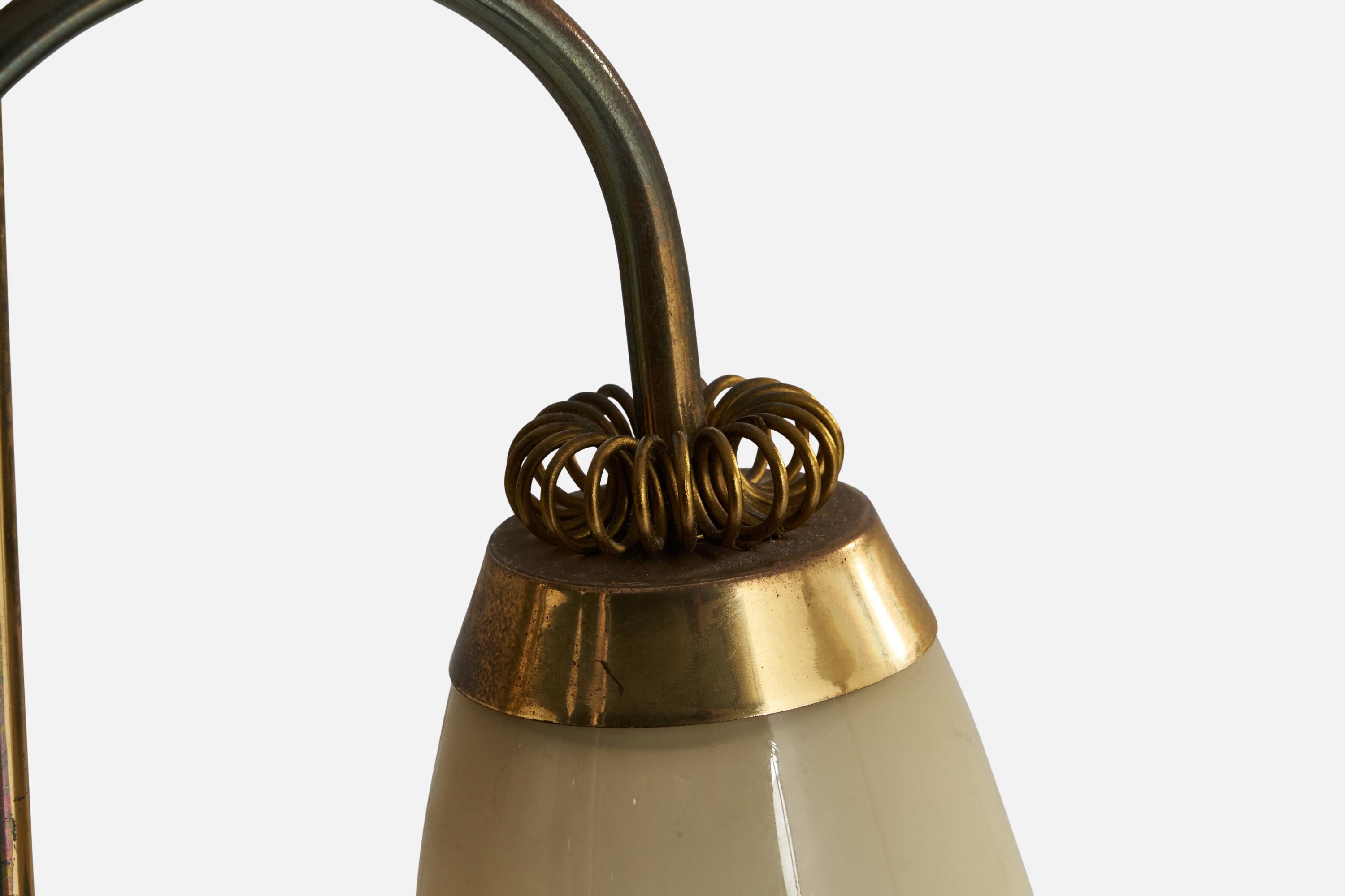 Finnish Designer, Chandelier, Brass, Glass, Finland, 1940s For Sale 3