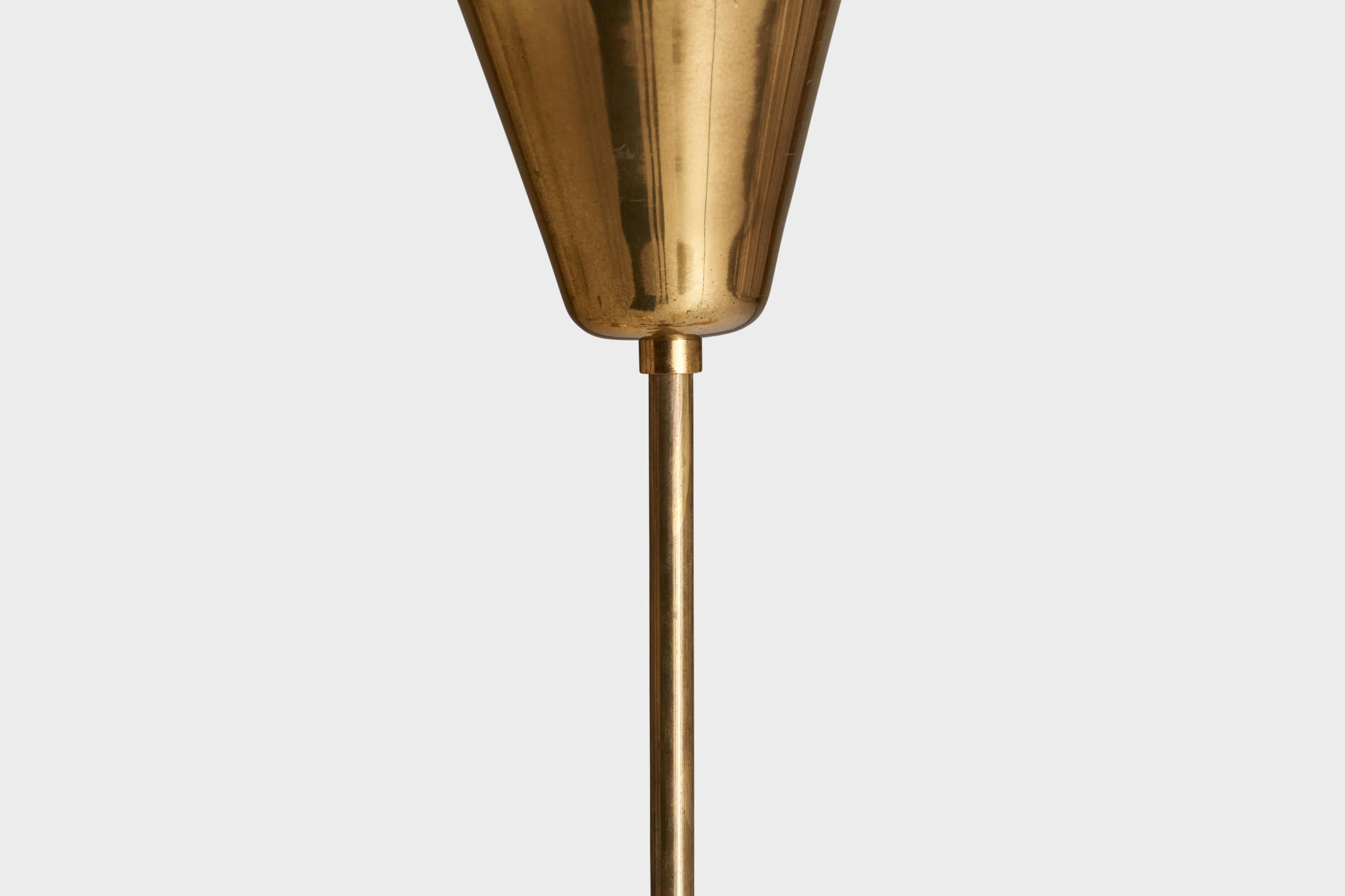 Finnischer Designer, Kronleuchter, Messing, Glas, Finnland, 1940er Jahre im Angebot 3