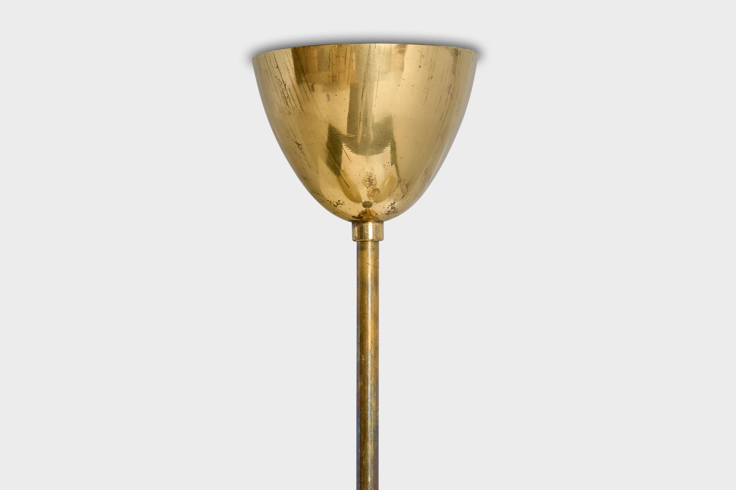 Finnischer Designer, Kronleuchter, Messing, Glas, Finnland, 1940er Jahre im Angebot 4
