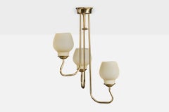 Finnish Designer, Chandelier, Brass, Glass, Finland, 1950s