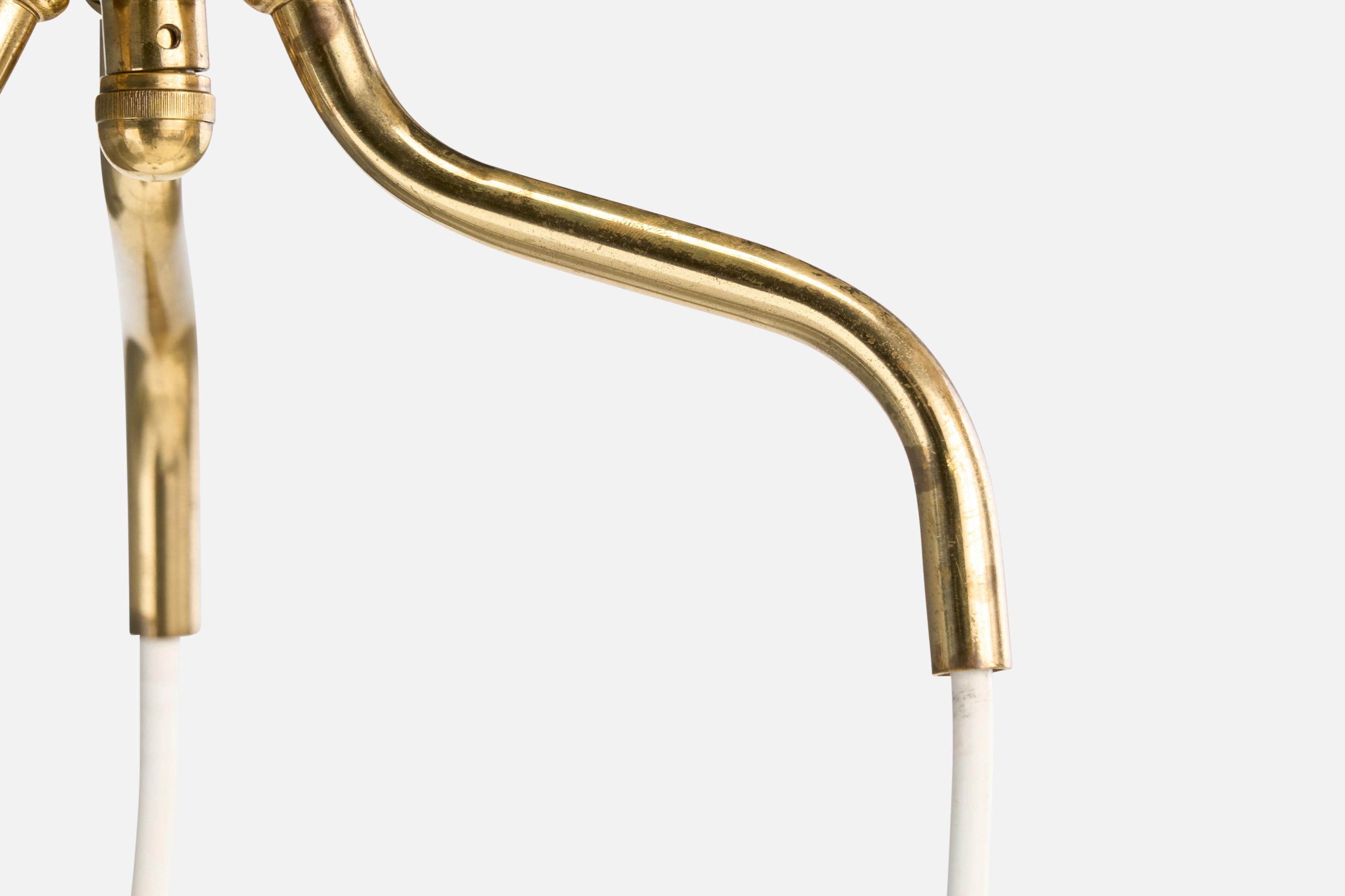Finnischer Designer, Kronleuchter, Messing, Glas, Finnland, 1950er Jahre im Angebot 5