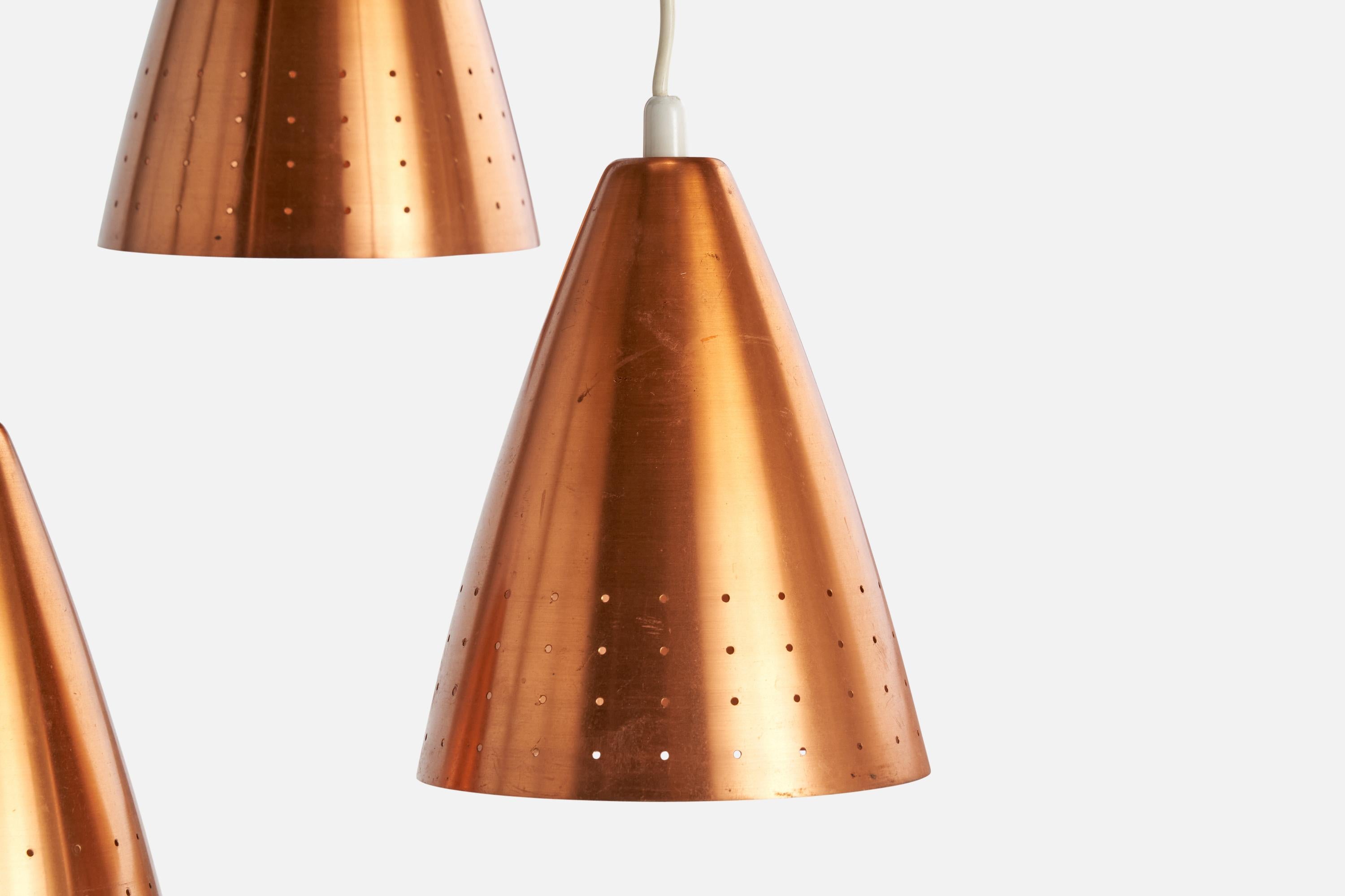Designer finlandese, lampadario, rame, Finlandia, anni '50 In condizioni buone in vendita a High Point, NC
