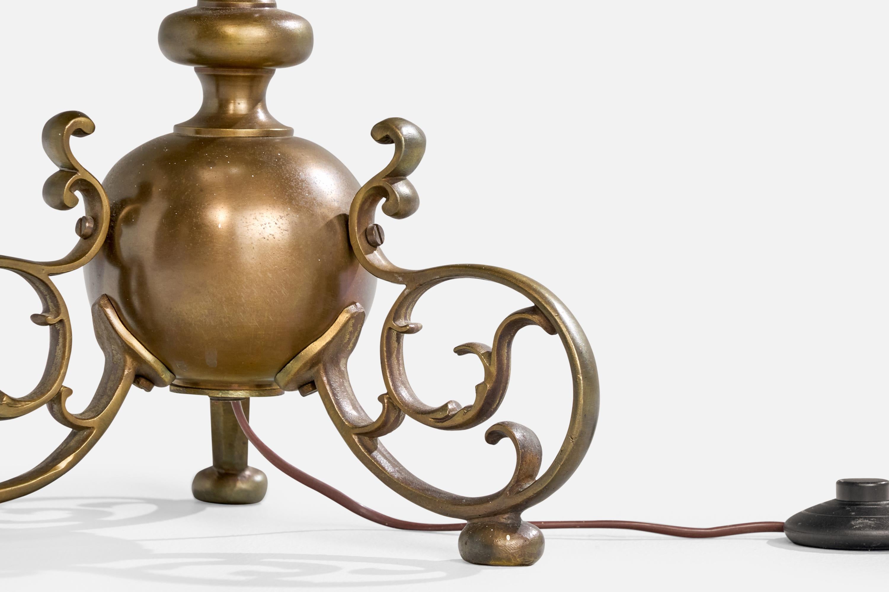 Finnish Designer, Floor Lamp, Brass, Metal, Glass, Finland, 1970s For Sale 5