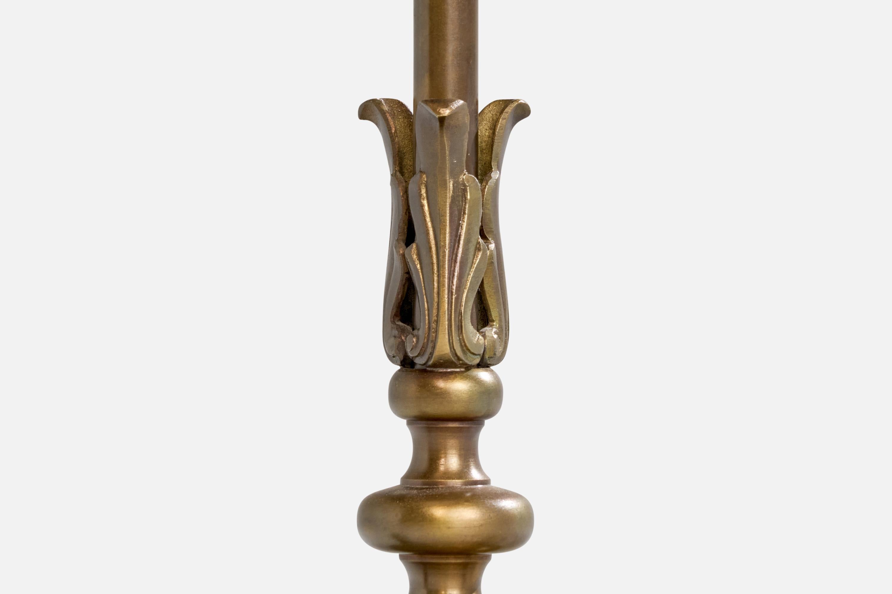 Finnish Designer, Floor Lamp, Brass, Metal, Glass, Finland, 1970s For Sale 4