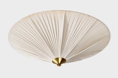 Finnish Designer, Flush Mount, Brass, Fabric, Finland, 1950s