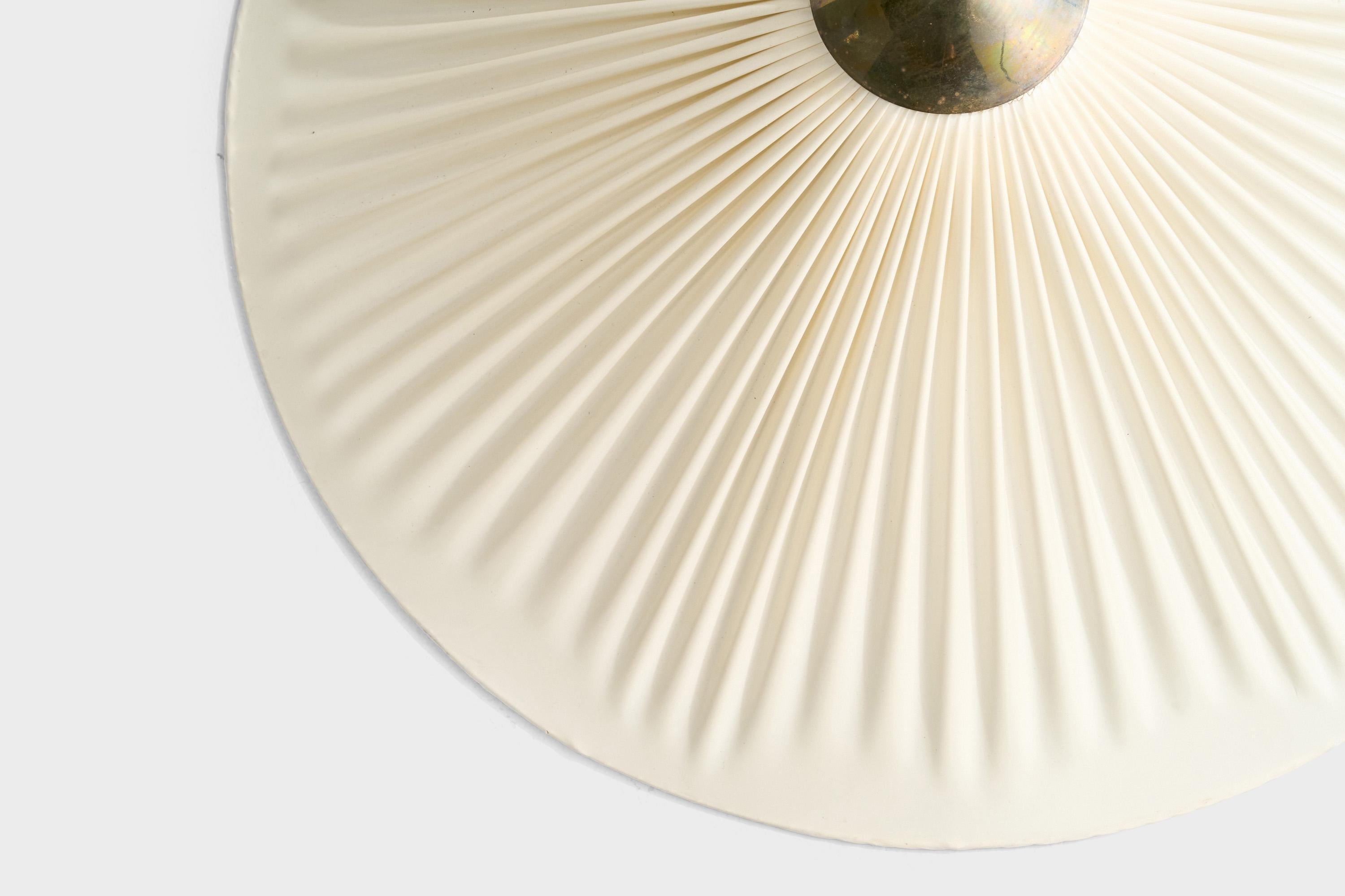 Finnish Designer, Flush Mount, Brass, Fabric, Finland, 1950s 1