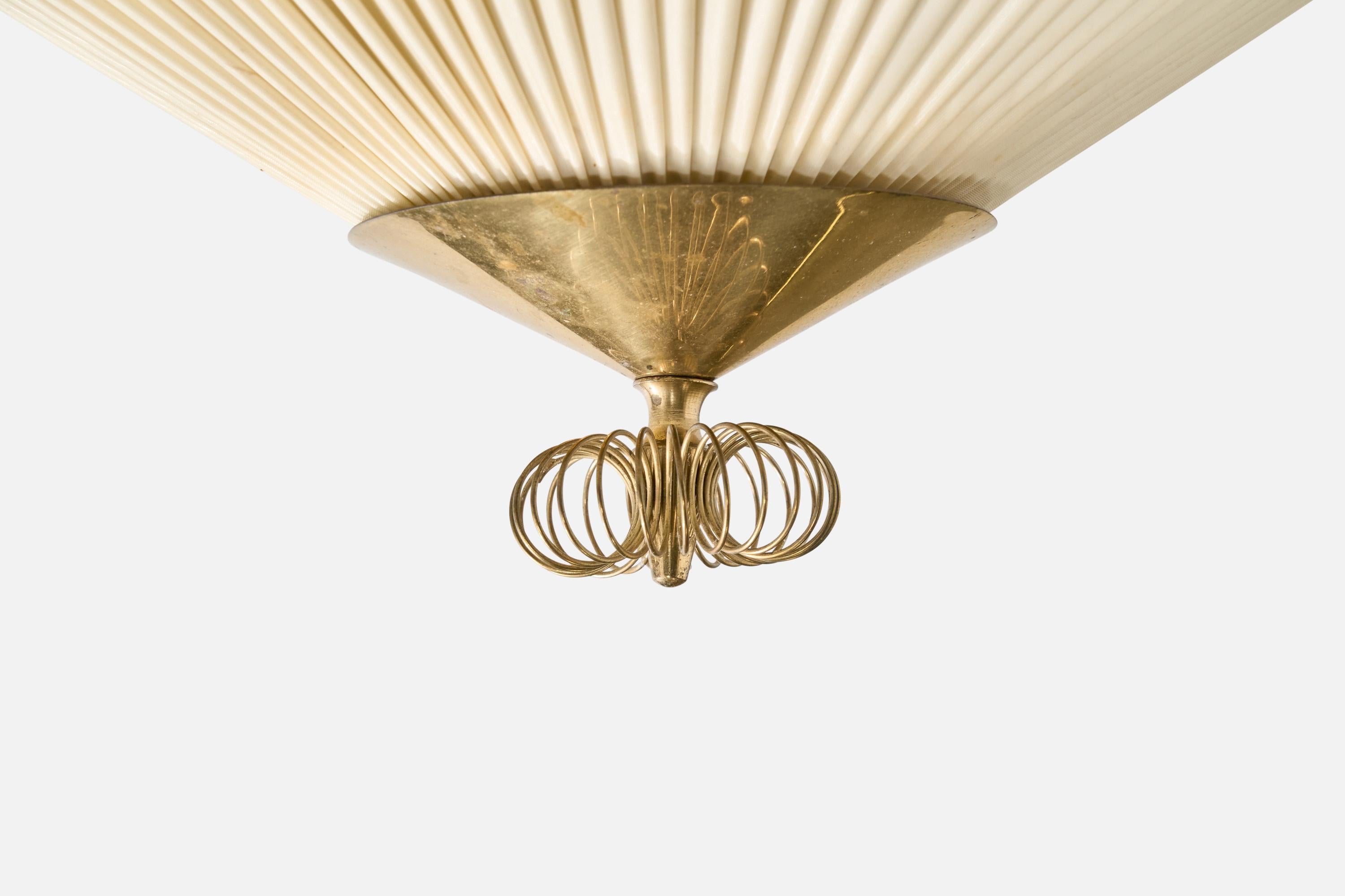 Designer finlandais, affleurant, laiton, tissu, Finlande, années 1950 en vente 3