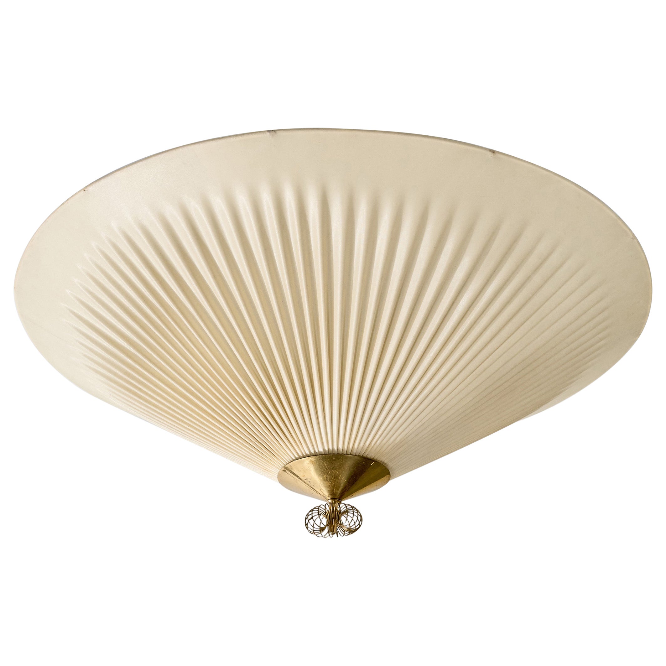 Designer finlandais, affleurant, laiton, tissu, Finlande, années 1950 en vente