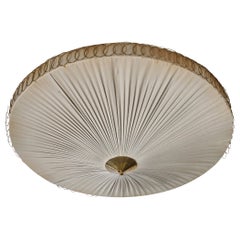 Finnischer Designer, Einbaubeleuchtung, Messing, Stoff, Finnland, 1950er Jahre