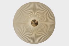 Finnish Designer, Flush Mount, Coated Fabric, Brass, Finland, 1950s