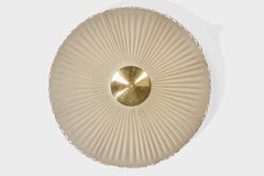 Finnish Designer, Flush Mount, Fabric, Brass, Finland, 1950s
