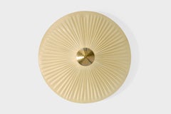 Finnish Designer, Flush Mount, Fabric, Brass, Finland, 1950s