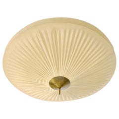 Finnish Designer, Flush Mount, Fabric, Brass, Finland, 1950s
