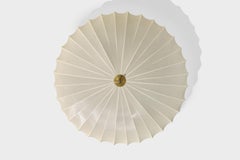 Finnish Designer, Flush Mount, Resin, Fabric, Brass, Finland, 1950s