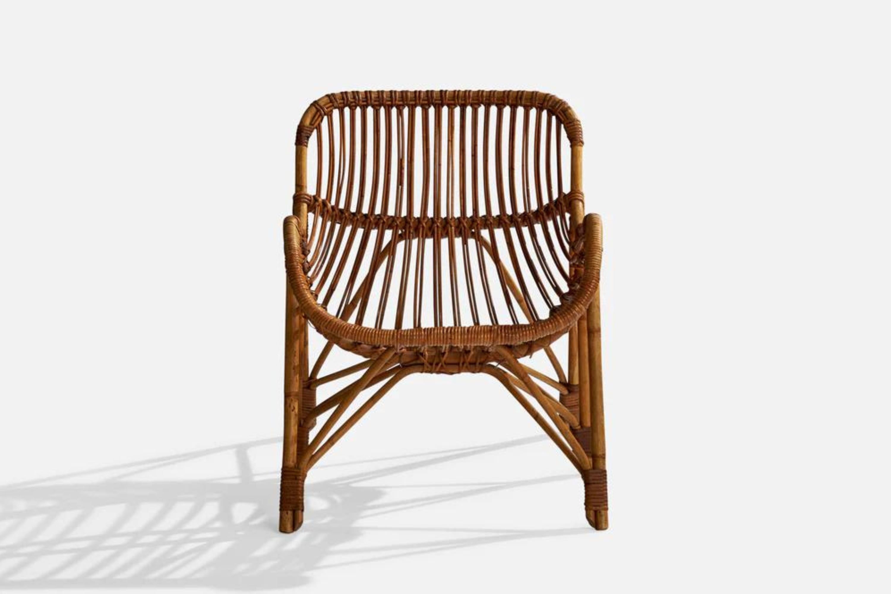 Finnish Designer, Lounge Chair, Bamboo, Rattan, Finland, 1940s For Sale 3