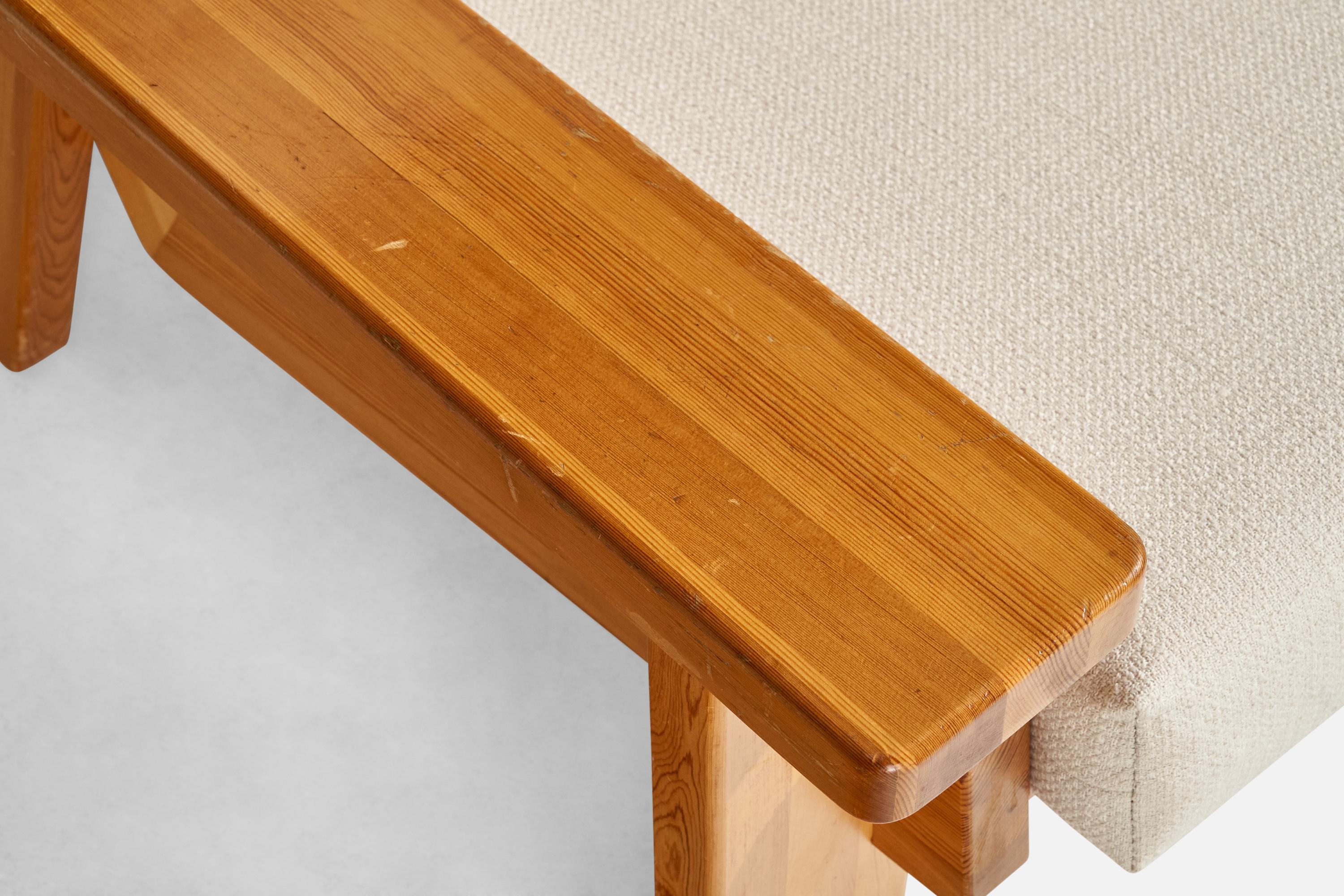 Finnischer Designer, Loungesessel, Kiefernholz, Stoff, Finnland, 1970er Jahre im Angebot 10