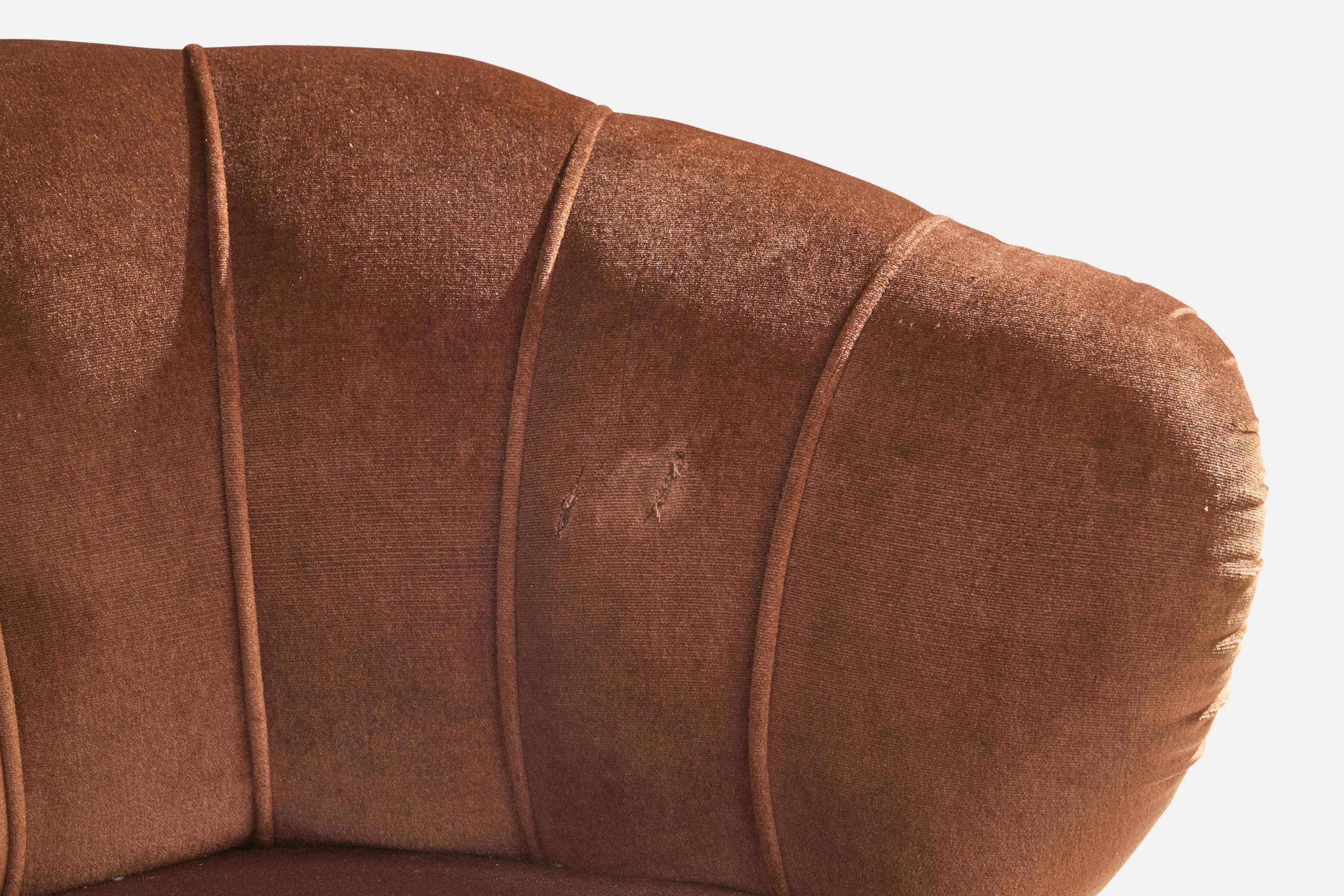 Finnish Designer, Lounge Chairs, Velvet, Wood, Finland, 1940s For Sale 9