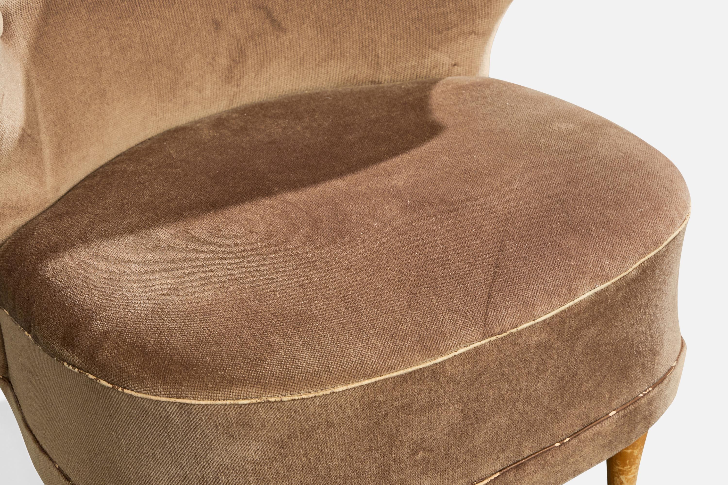 Designer finlandais, fauteuils de salon, velours, bois, Finlande, années 1950 en vente 3