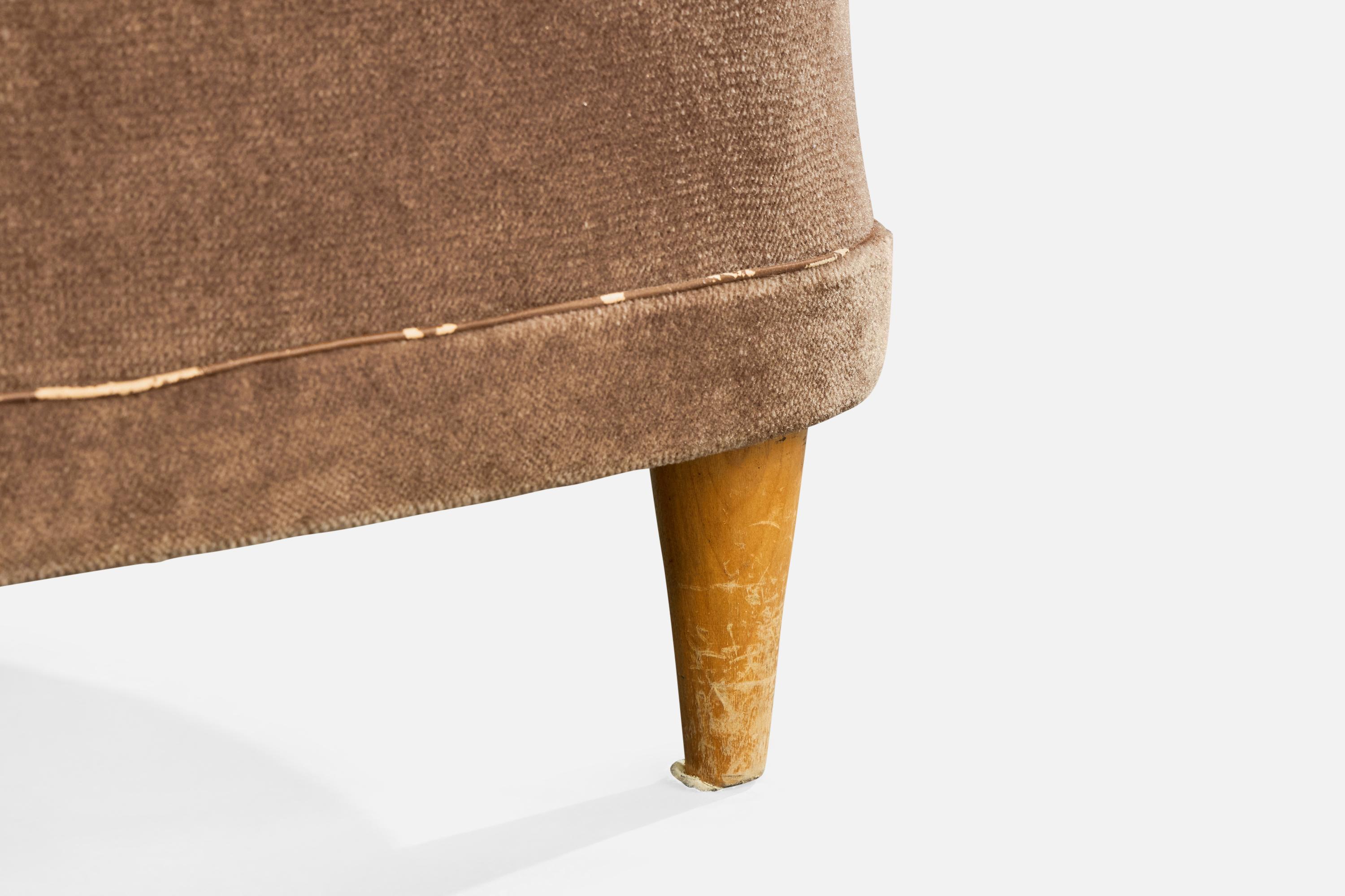 Designer finlandais, fauteuils de salon, velours, bois, Finlande, années 1950 en vente 5