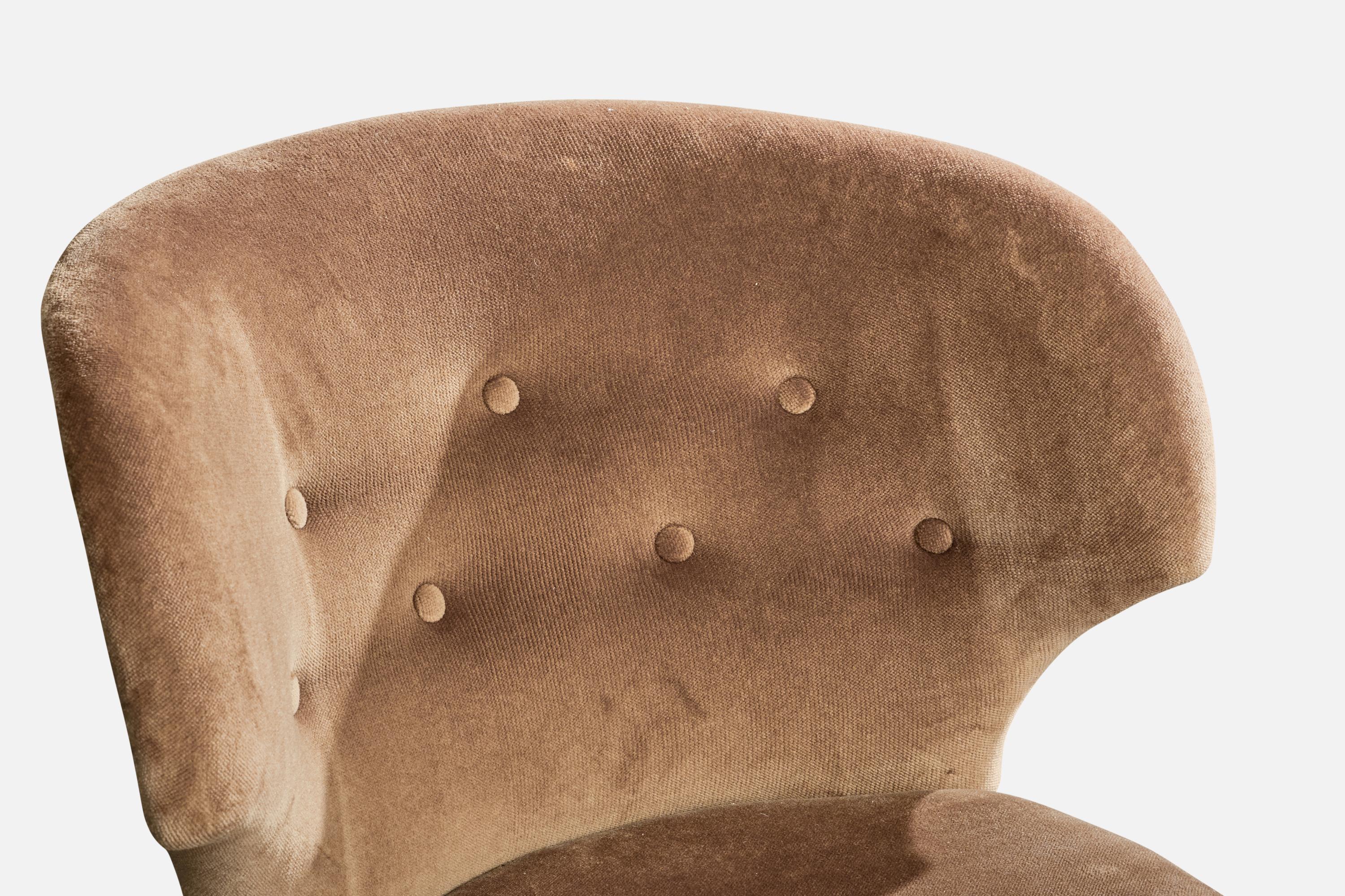 Designer finlandais, fauteuils de salon, velours, bois, Finlande, années 1950 en vente 2