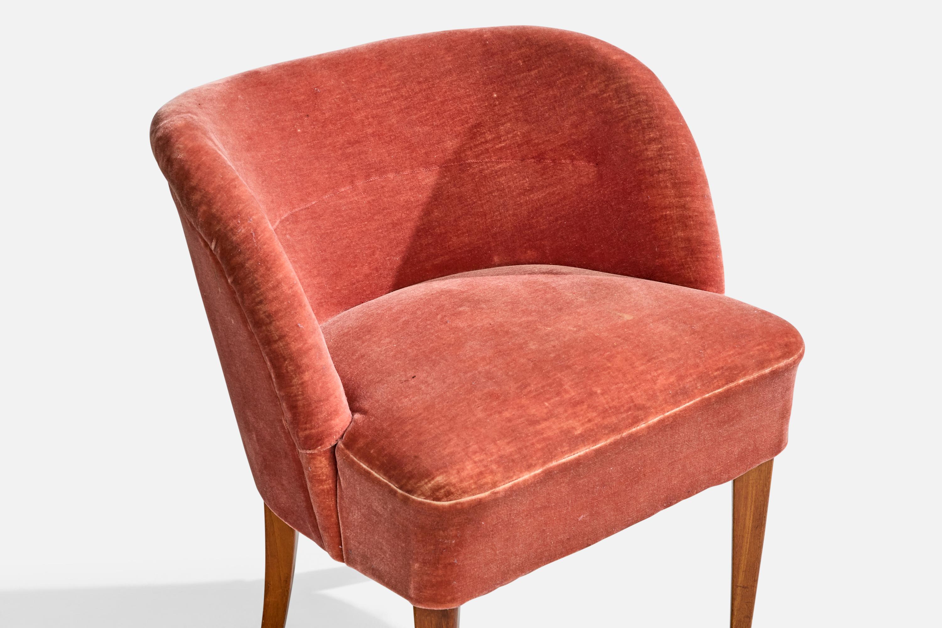 Finnish Designer, Side Chairs, Wood, Fabric, Finland, 1940s For Sale 6