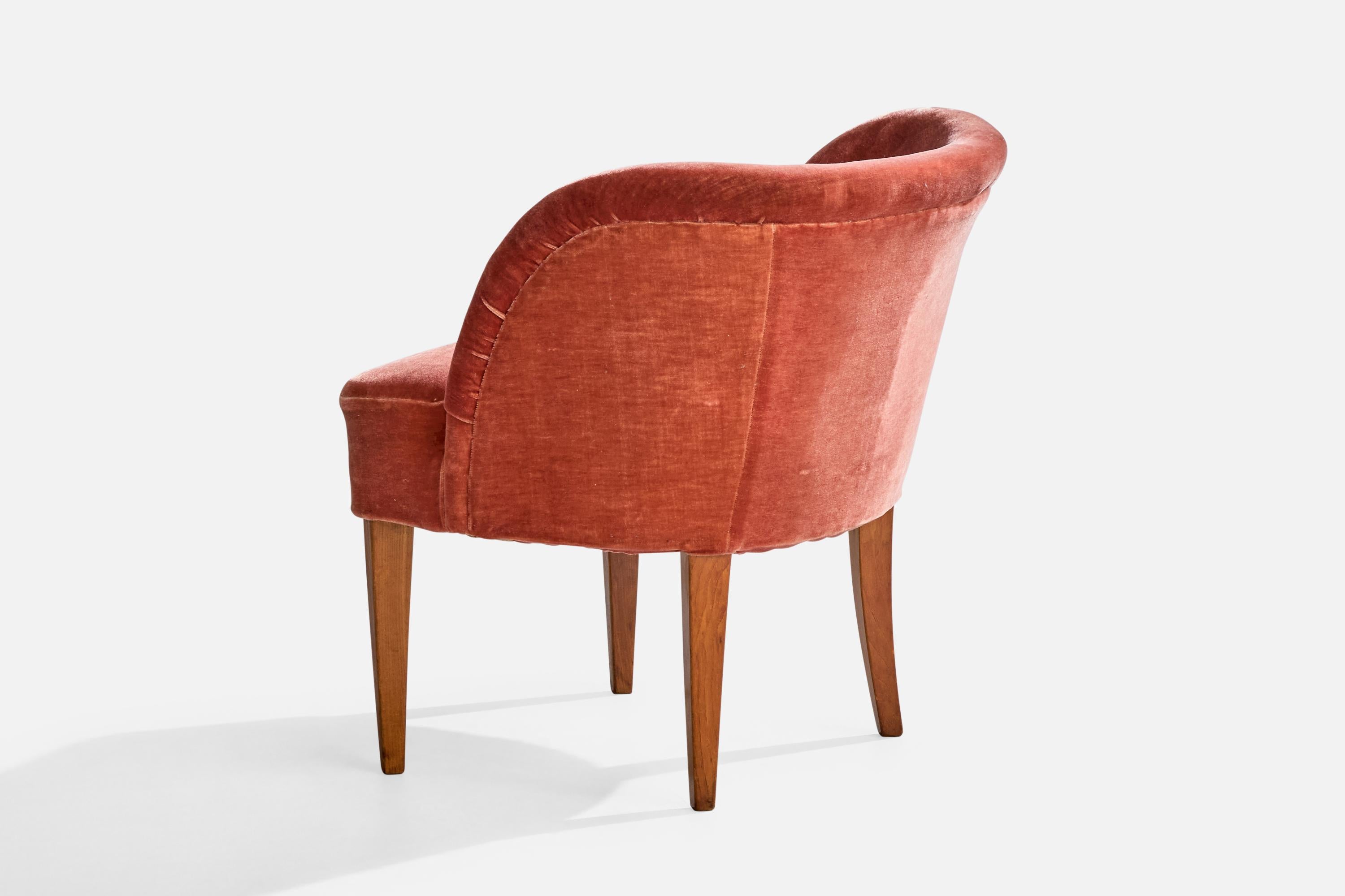 Finnish Designer, Side Chairs, Wood, Fabric, Finland, 1940s For Sale 4