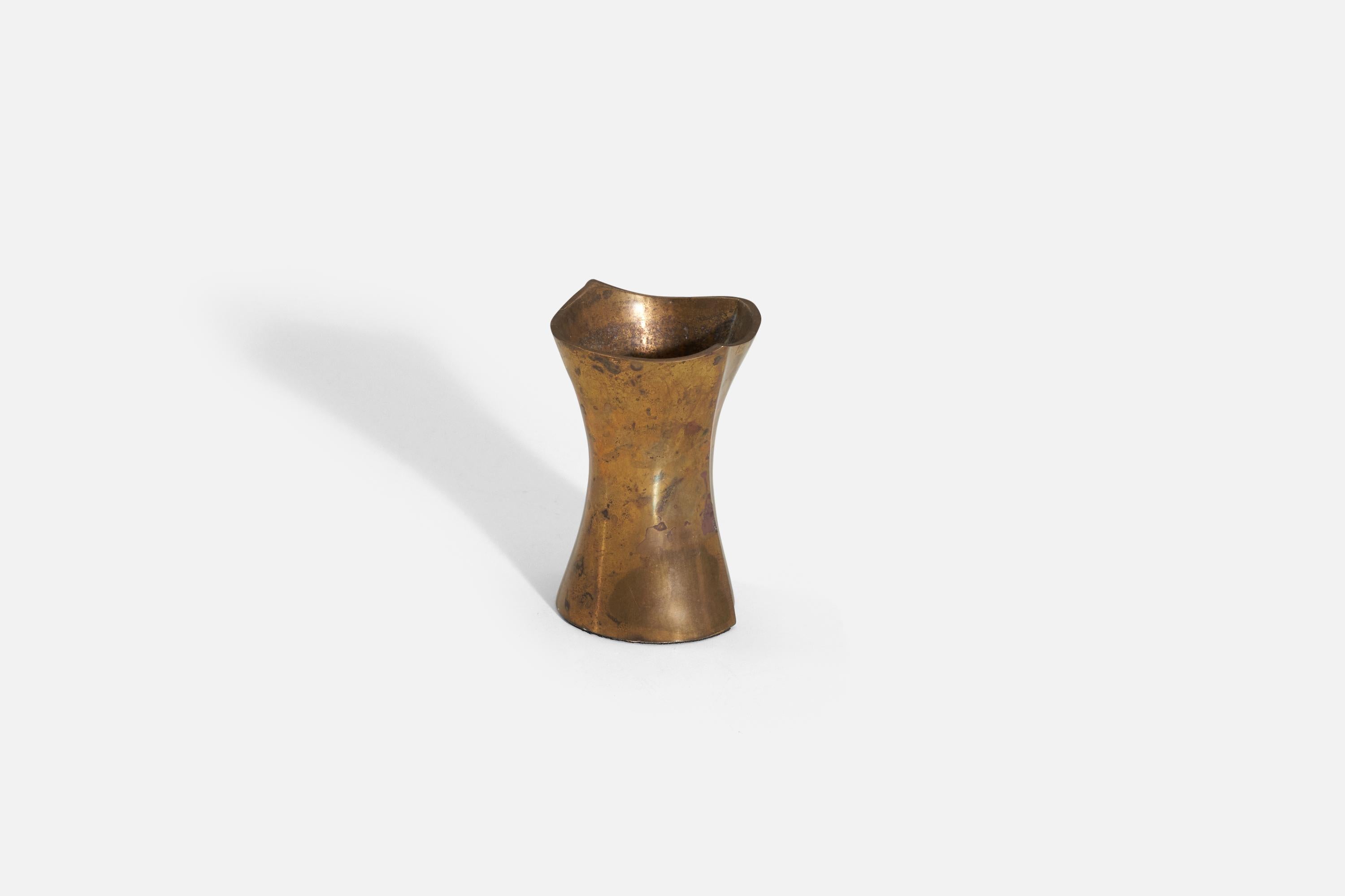 A small cast brass vase, designed and produced in Finland, 1950s.